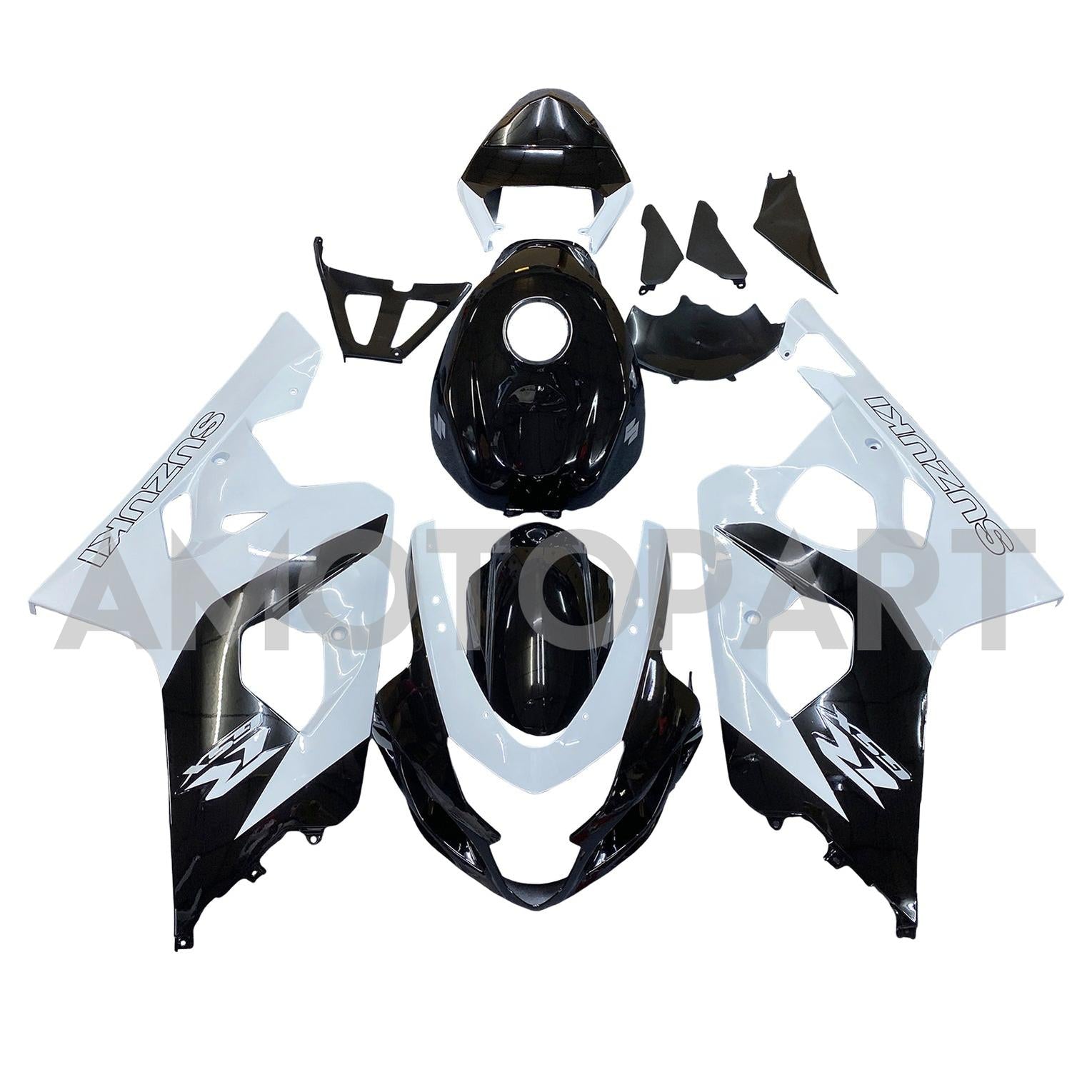 Amotopart 2004-2005 K4 GSXR 600/750 Suzuki White&Black Style1 Fairing Kit