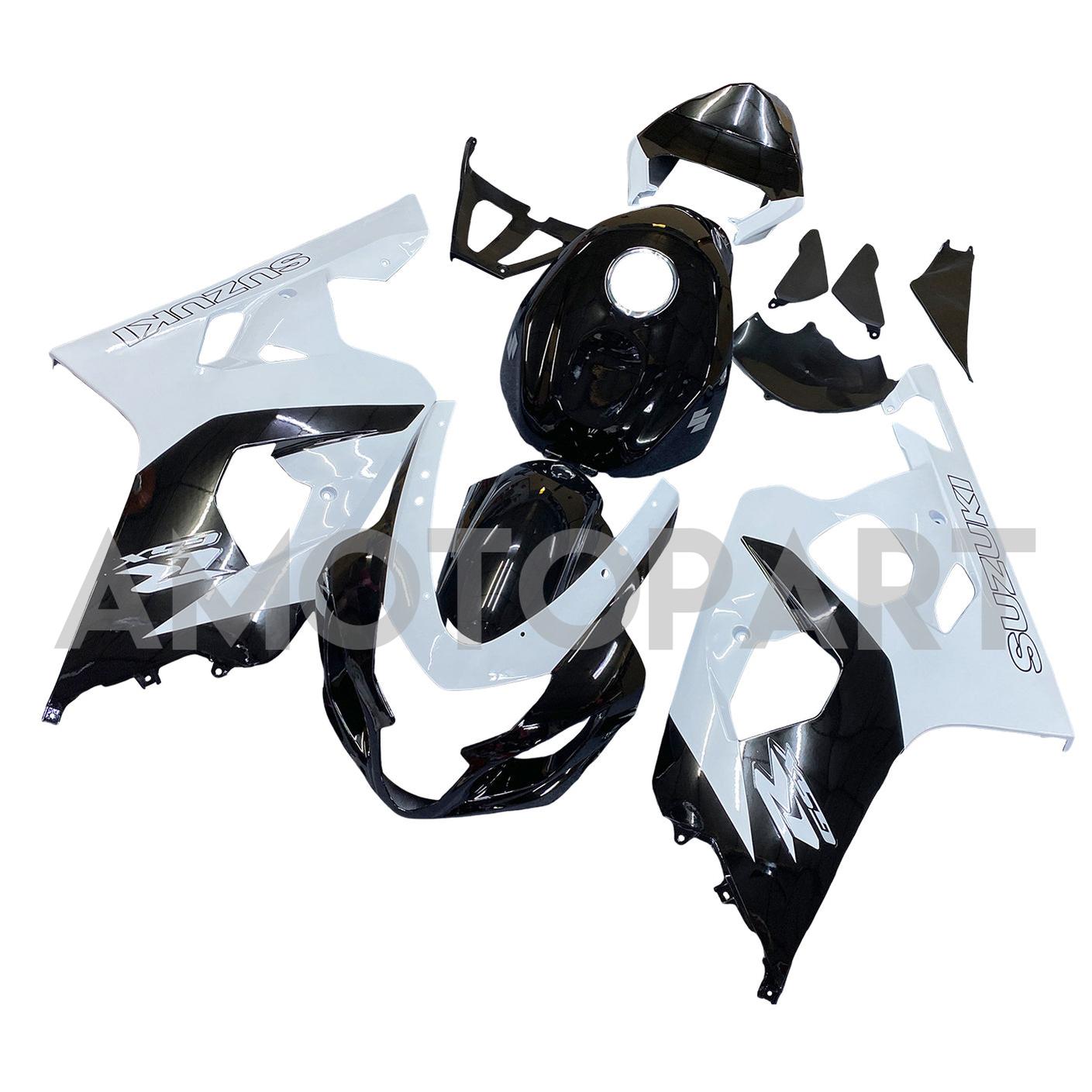 Amotopart 2004-2005 K4 GSXR 600/750 Suzuki White & Black Style 1 Koopkit