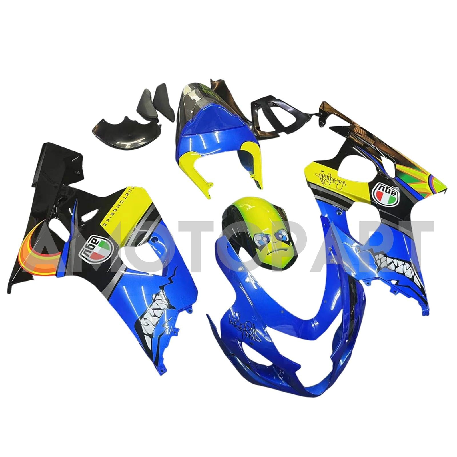 Amotopart 2004-2005 K4 GSXR 600/750 Suzuki Blue&Yellow Monster Fairing Kit