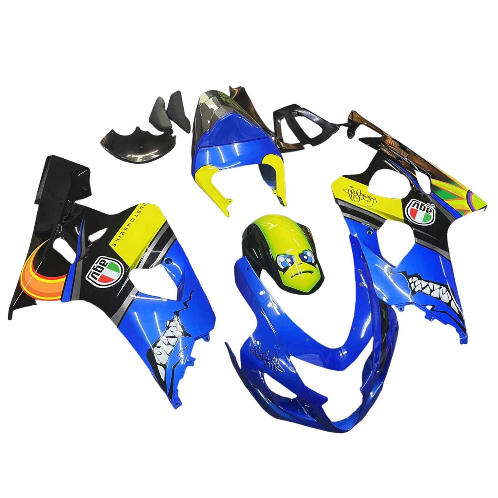 Amotopart 2004-2005 K4 GSXR 600/750 Suzuki Blue & Yellow Monster Fairing Kit