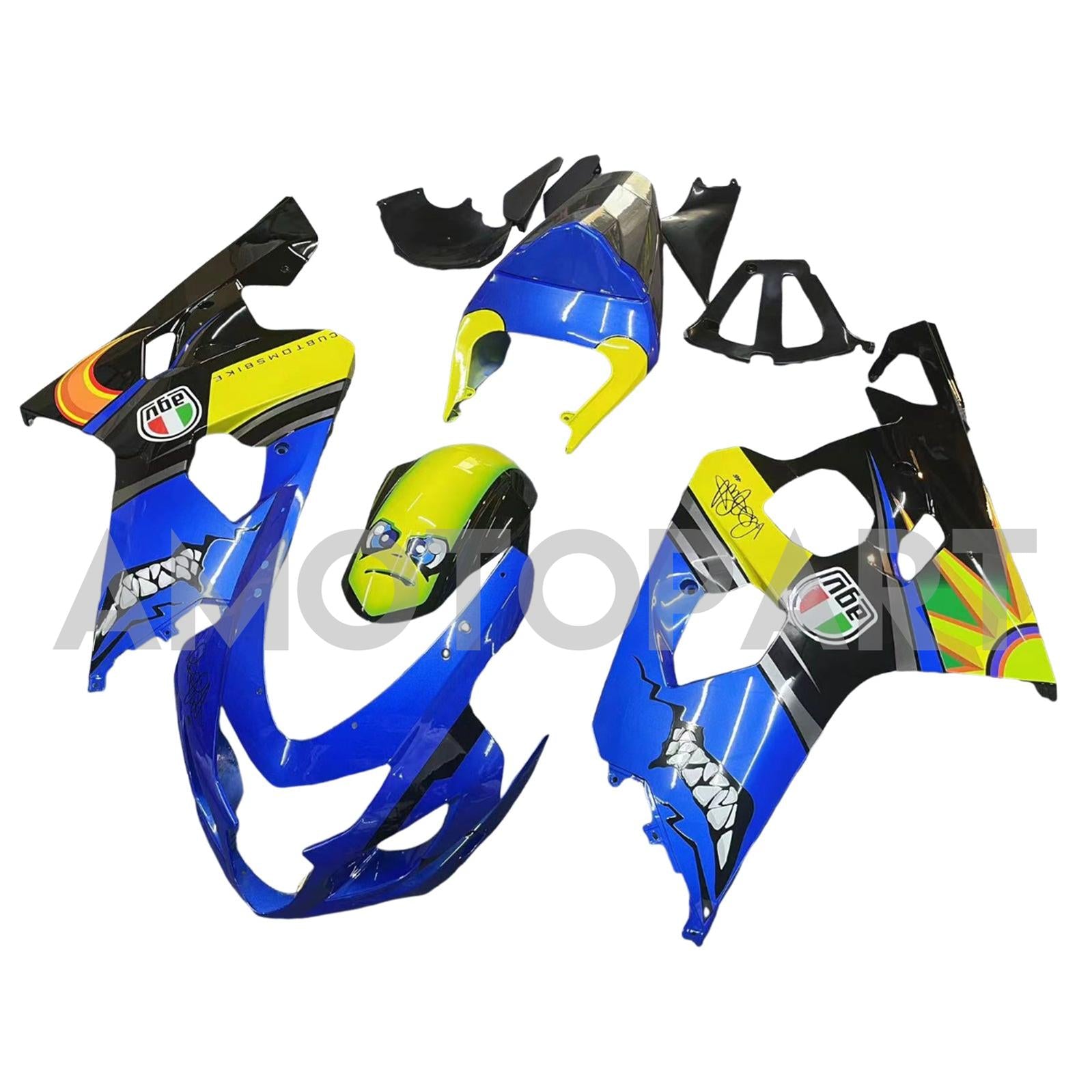 Amotopart 2004-2005 K4 GSXR 600/750 Suzuki Blue&Yellow Monster Fairing Kit