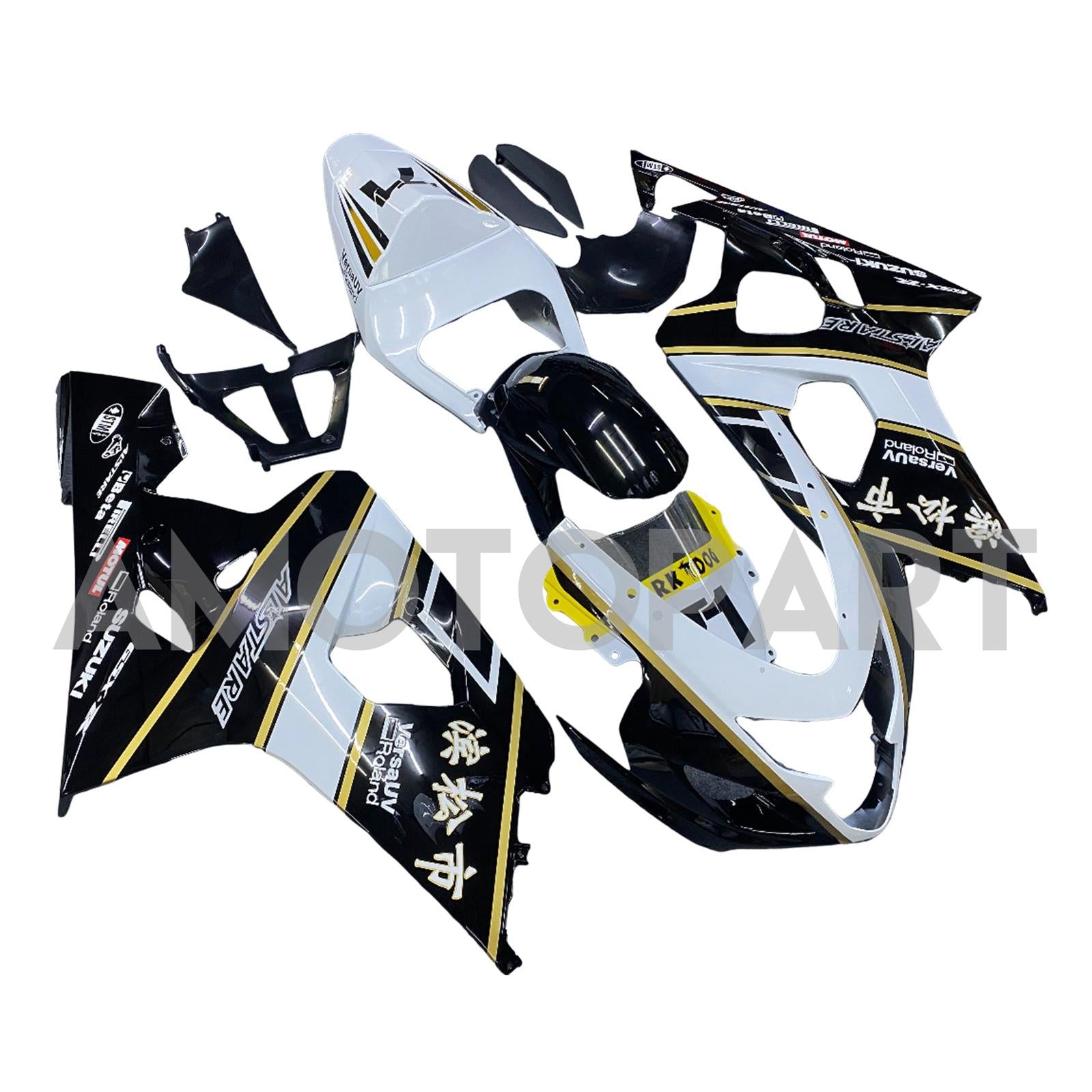 Amotopart 2004-2005 K4 GSXR 600/750 Suzuki White&Black Style2 Fairing Kit