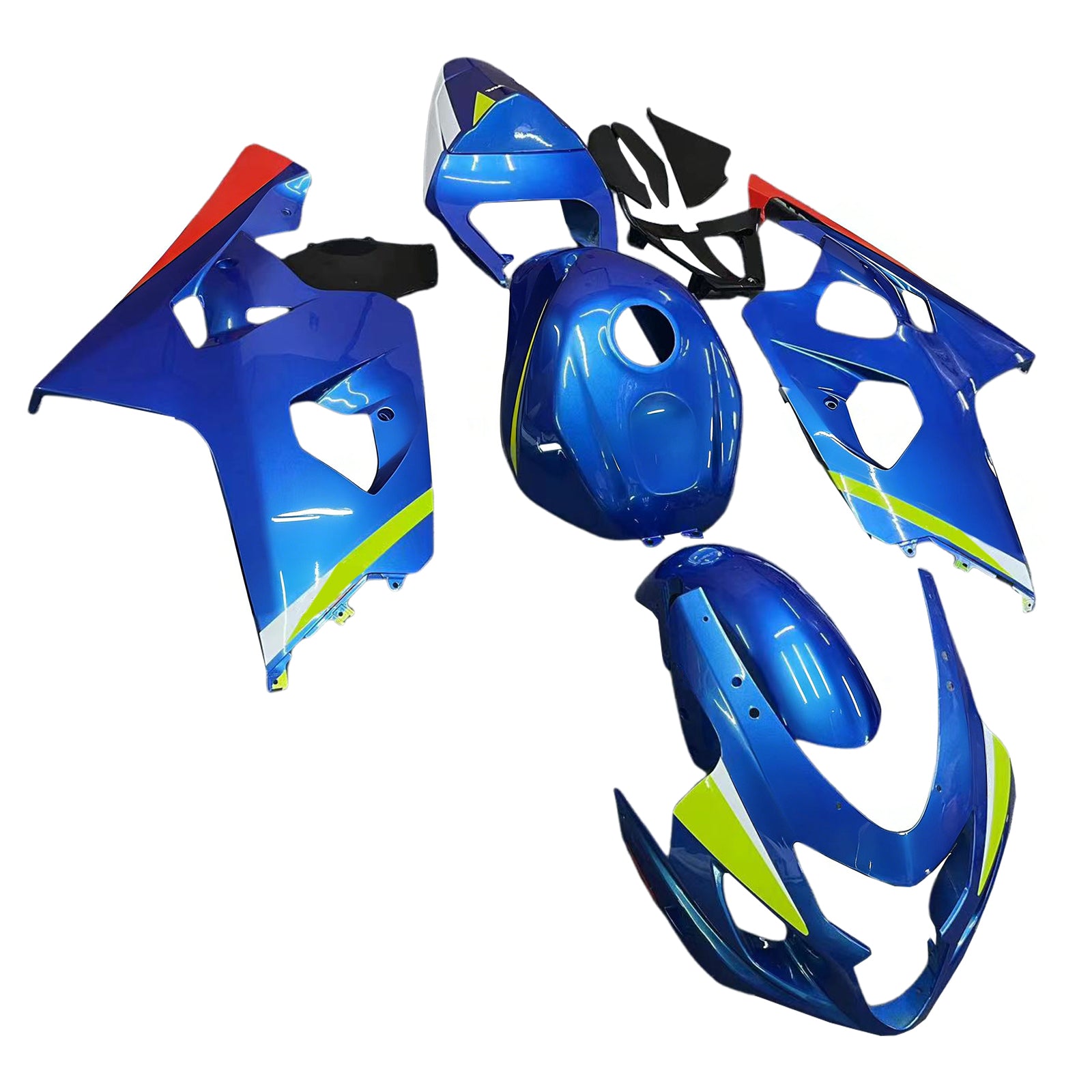 Amotopart 2004-2005 K4 GSXR 600/750 Suzuki Blue&Neon Yellow Accents Fairing Kit