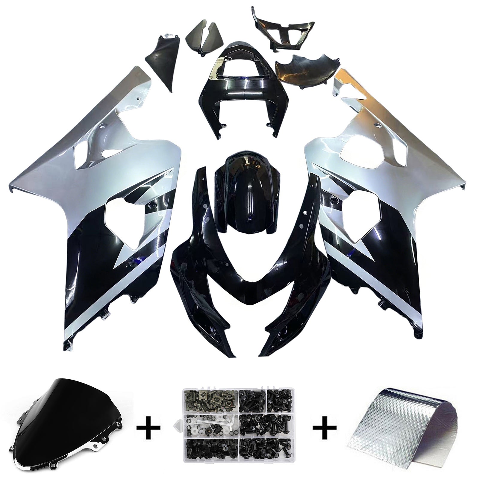 Amotopart 2004-2005 K4 GSXR 600/750 Suzuki Black & Grey Fairing Kit