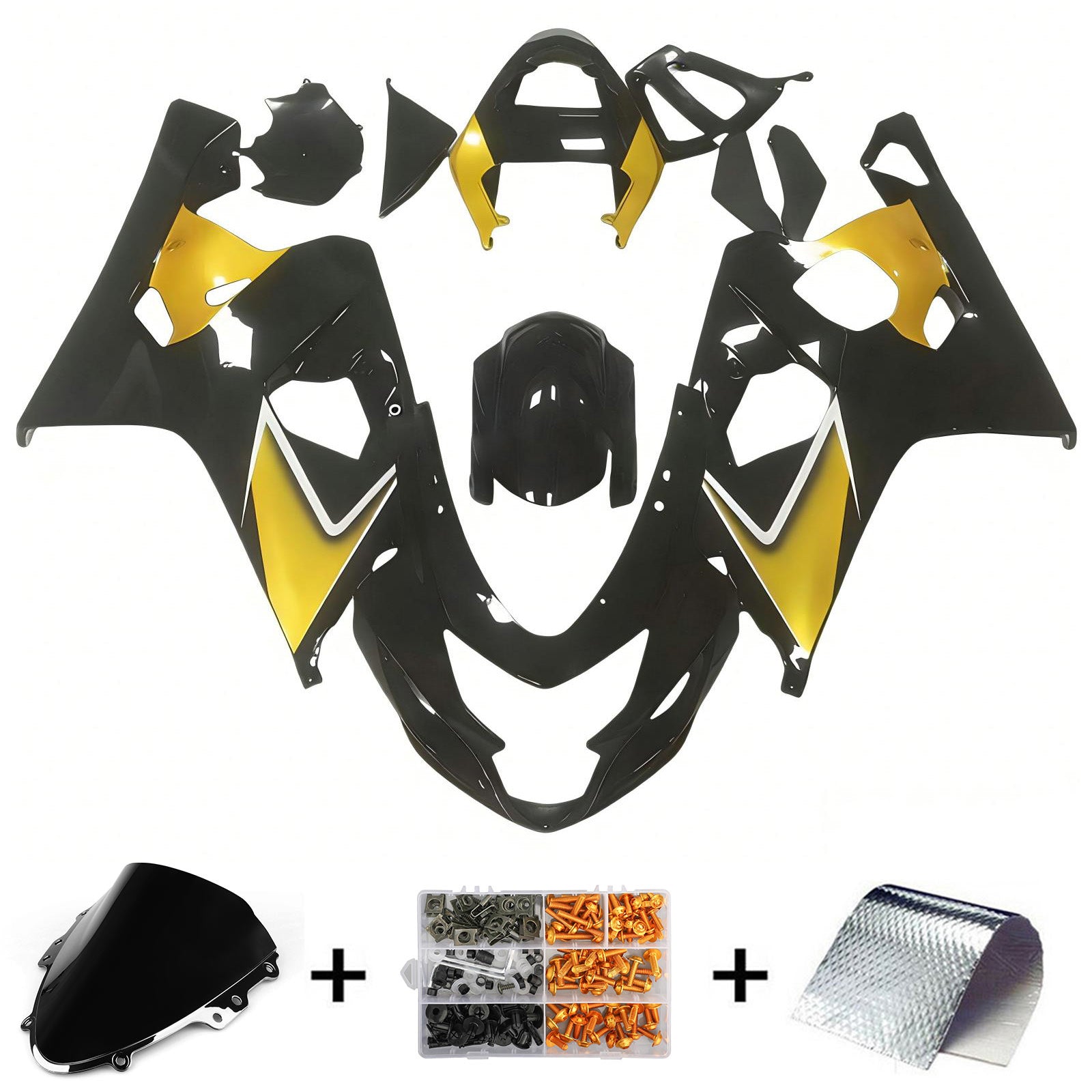 Amotopart 2004-2005 K4 GSXR 600/750 Suzuki Kit carena nero e oro