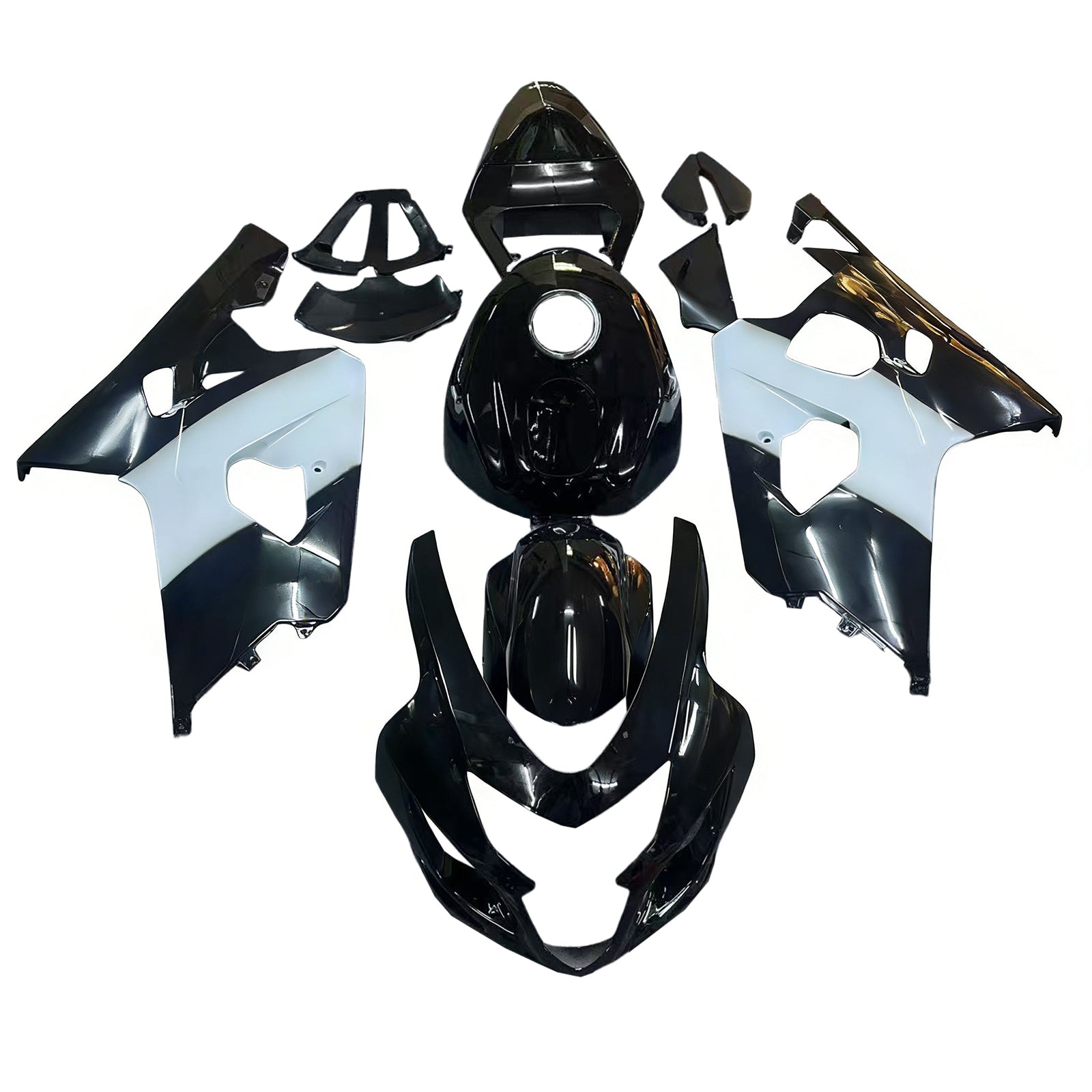 Amotopart 2004–2005 K4 GSXR 600/750 Suzuki Weiß&Schwarzes Style3 Verkleidungsset