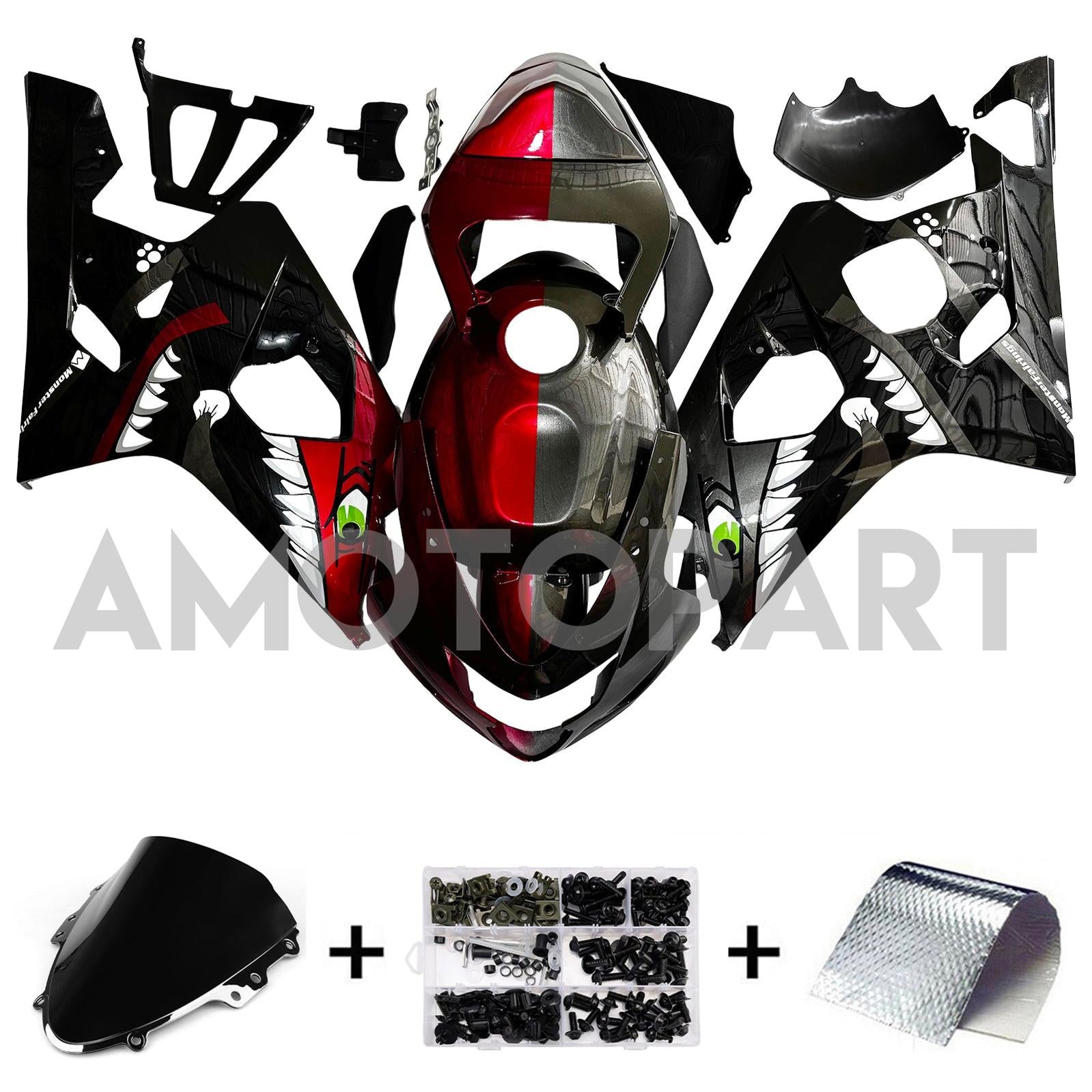 Amotopart 2004-2005 Suzuki GSXR 600/750 Red Black Fairing Kit