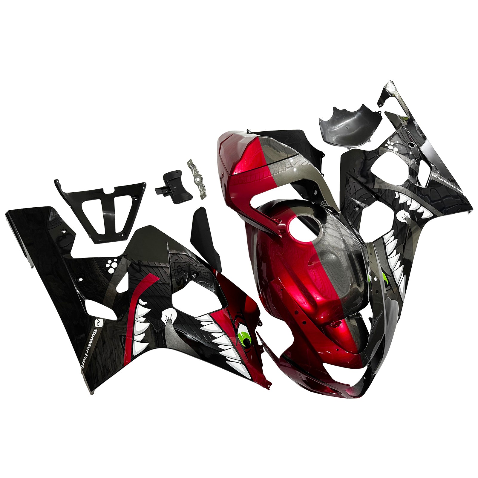 Amotopart 2004-2005 Suzuki GSXR 600/750 Kit de carénage noir rouge