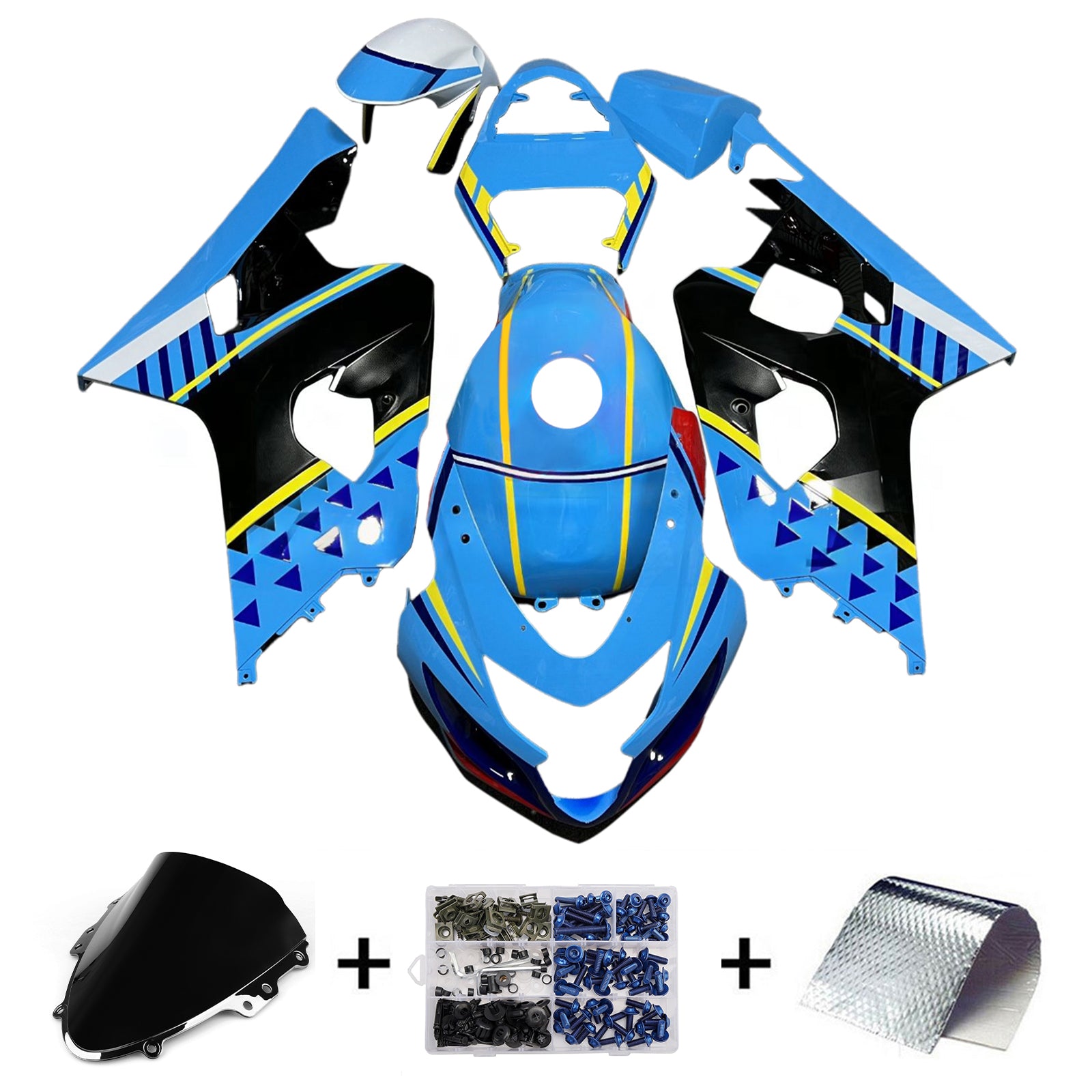 Amotopart 2004-2005 Suzuki GSXR 600/750 Light Blue Black Fairing Kit