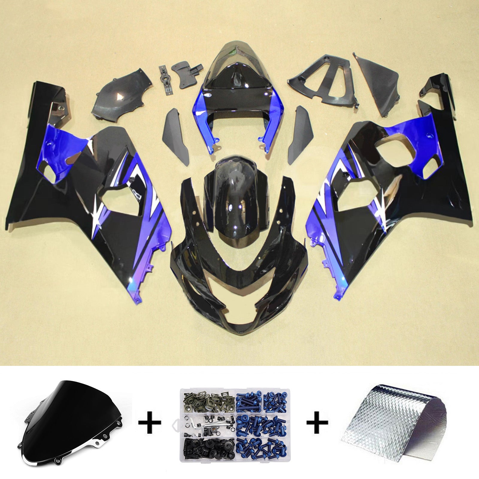 Amotopart 2004-2005 Suzuki GSXR 600/750 Black Blue Fairing Kit