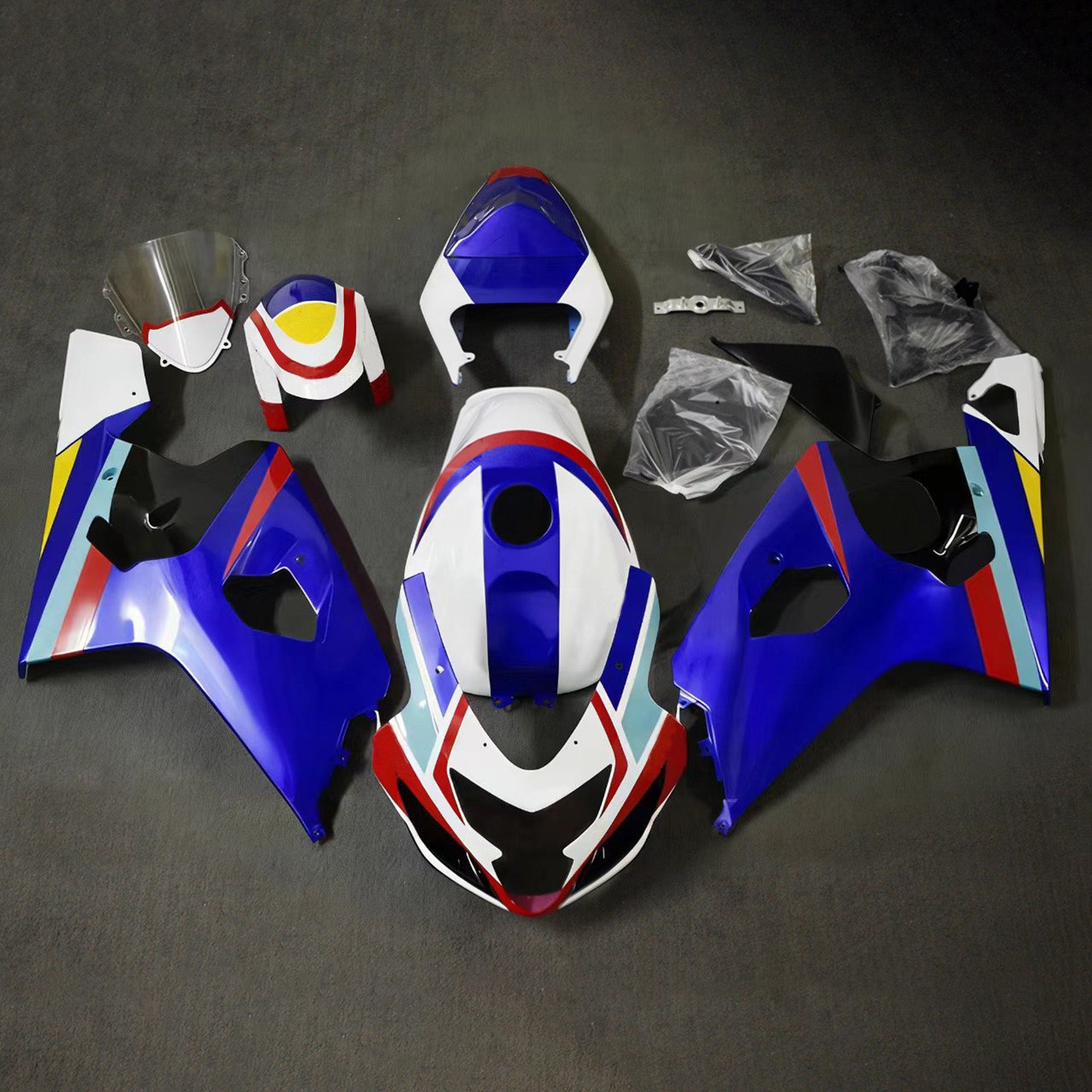 Amotopart 2004-2005 Suzuki GSXR 600/750 Blue White Red Fairing Kit