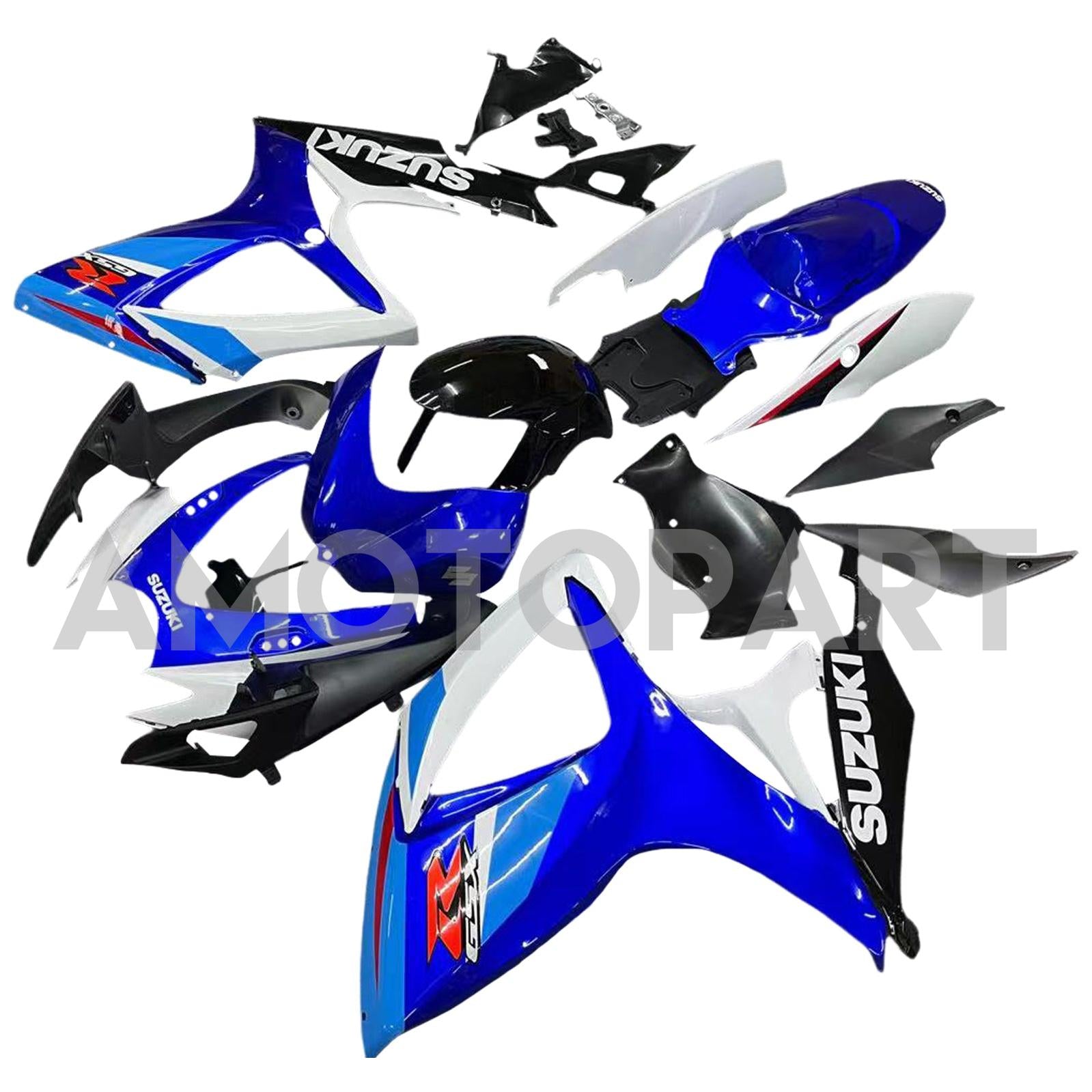 Carénage Amotopart Suzuki GSXR600750 2006-2007 G-Blue&Kit blanc
