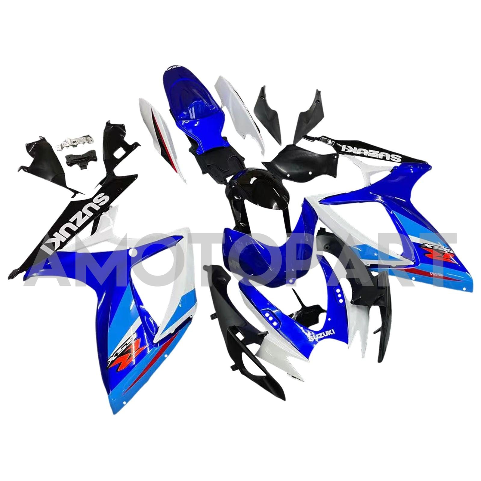 Carénage Amotopart Suzuki GSXR600750 2006-2007 G-Blue&Kit blanc
