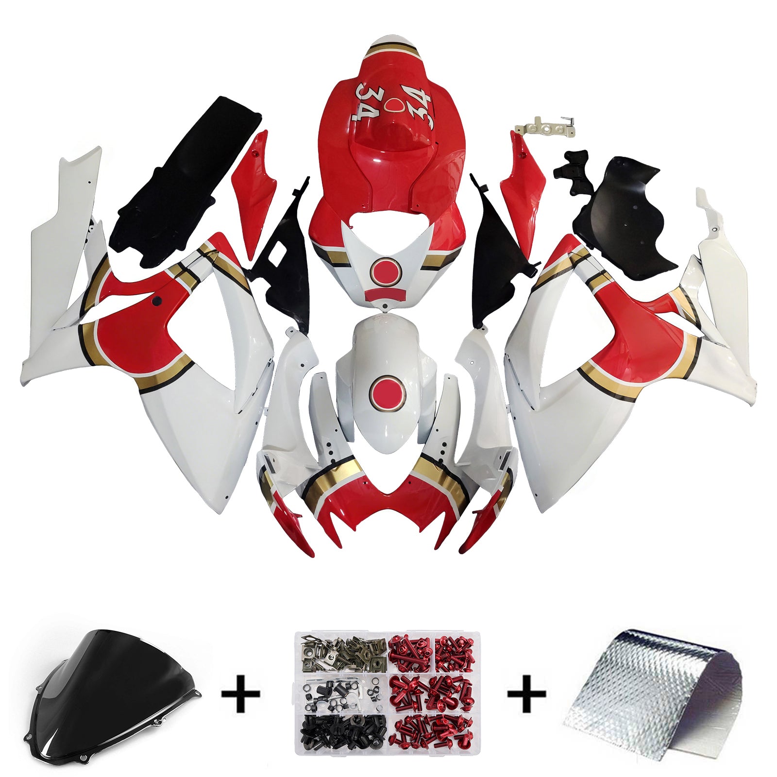 Amotopart 2006-2007 Suzuki GSXR 600/750 White Red Fairing Kit