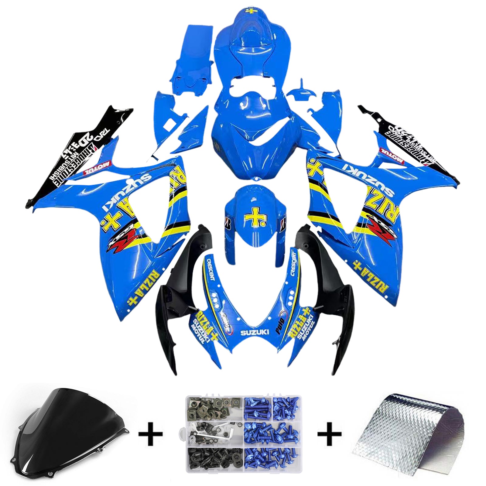 Amotopart 2006-2007 GSXR600750 Suzuki Carénage Bleu avec Kit Logo