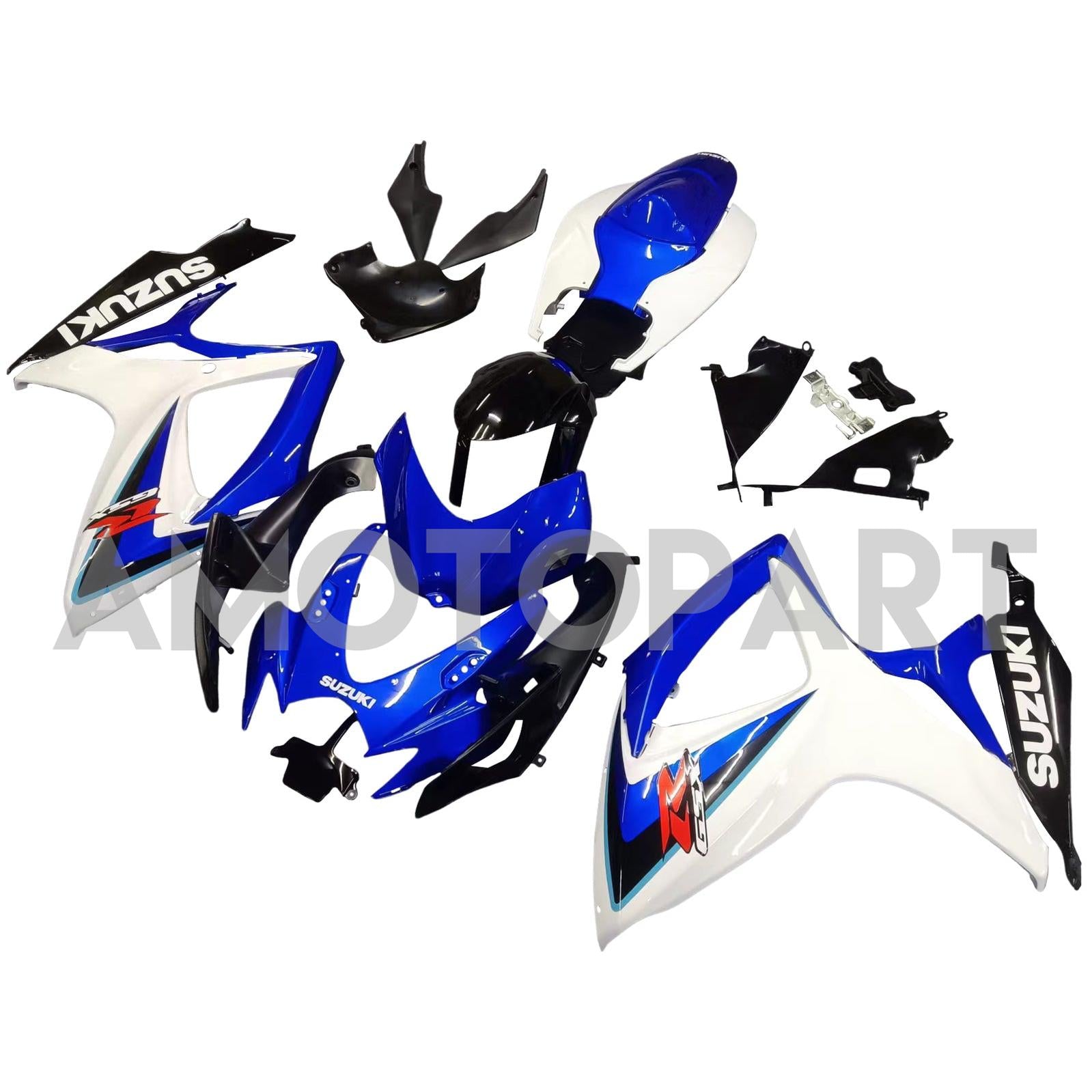 Carénage Suzuki GSXR600750 Amotopart 2006-2007 Blanc&Kit bleu