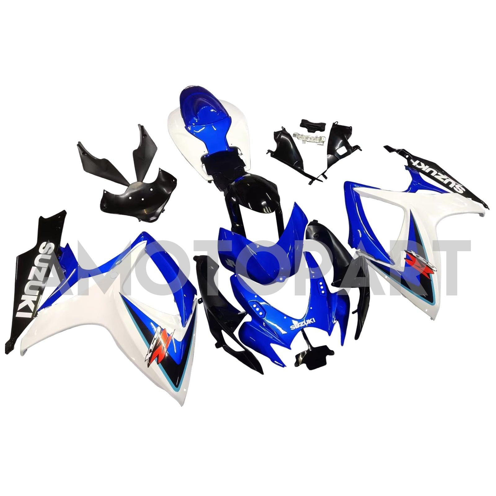 Carénage Suzuki GSXR600750 Amotopart 2006-2007 Blanc&Kit bleu