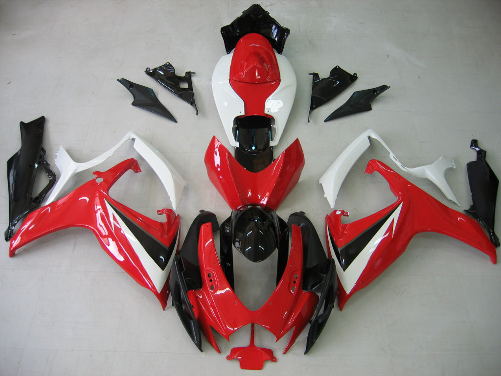 Carénage Suzuki GSXR600750 Amotopart 2006-2007 Blanc&Kit rouge