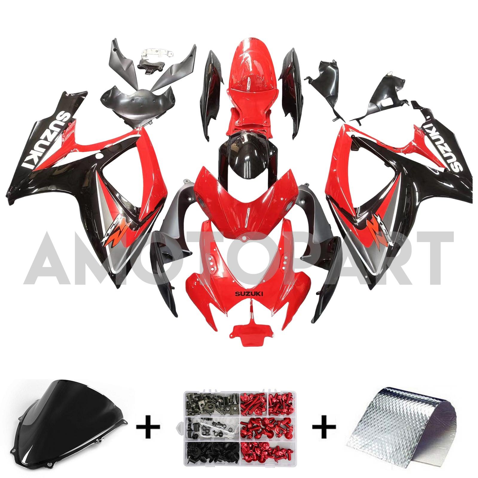 Amotopart 2006-2007 GSXR600750 Suzuki Fairing Red&Black Kit