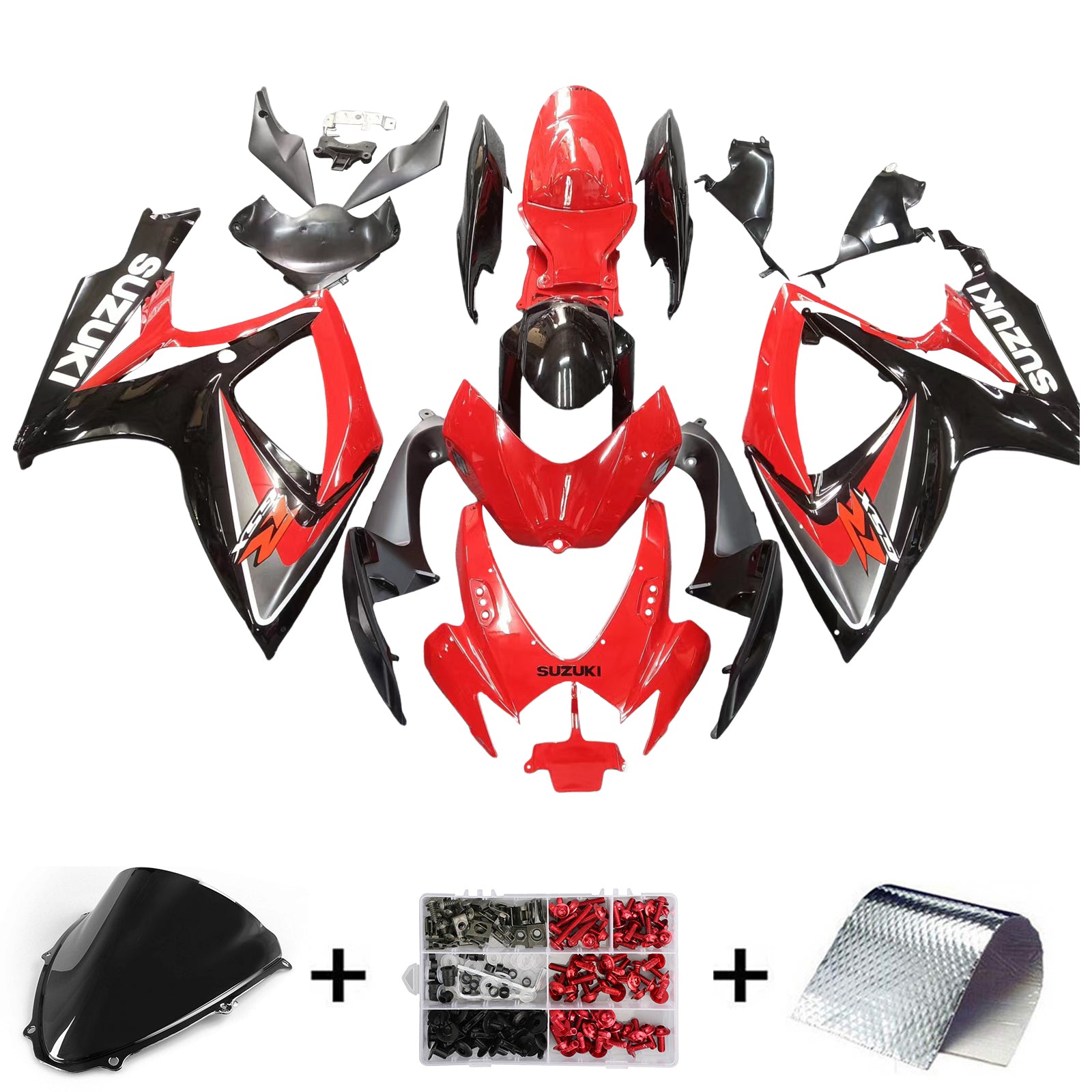 Amotopart 2006-2007 GSXR600750 Suzuki Fairing Red&Black Kit