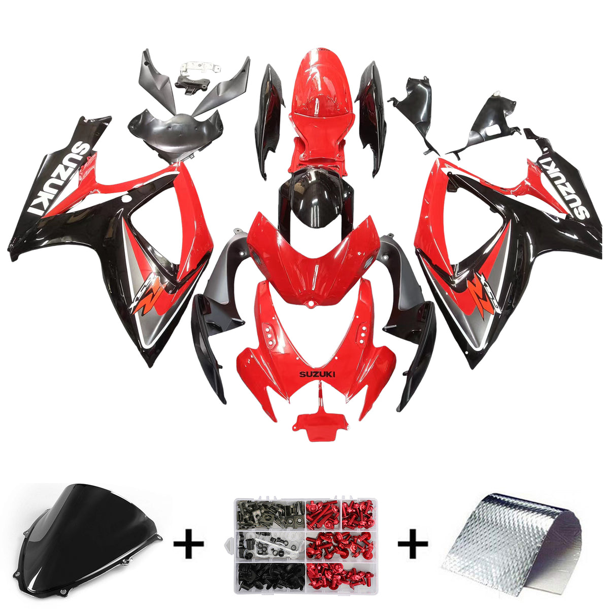 Amotopart 2006-2007 GSXR600750 Suzuki carenatura rosso e nero Kit