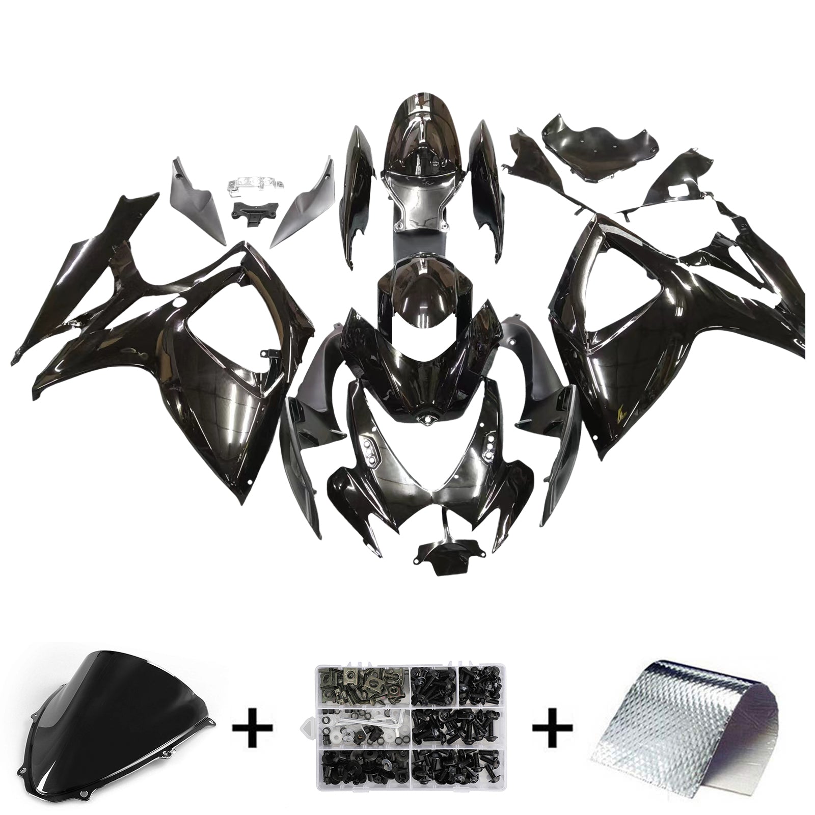 Amotopart 2006-2007 Suzuki GSXR 600/750 Gloss Black Fairing Kit