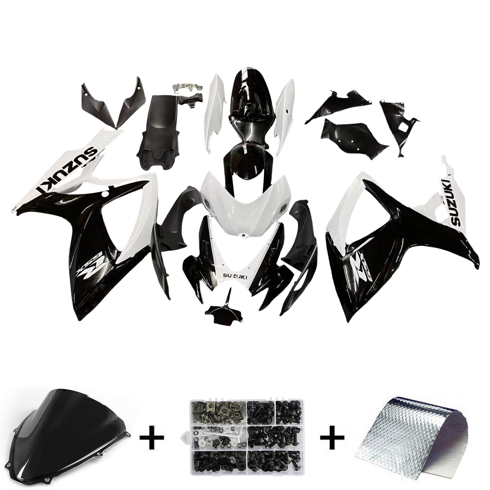 Amotopart 2006-2007 GSXR 600750 Kit de carénage Suzuki blanc et noir