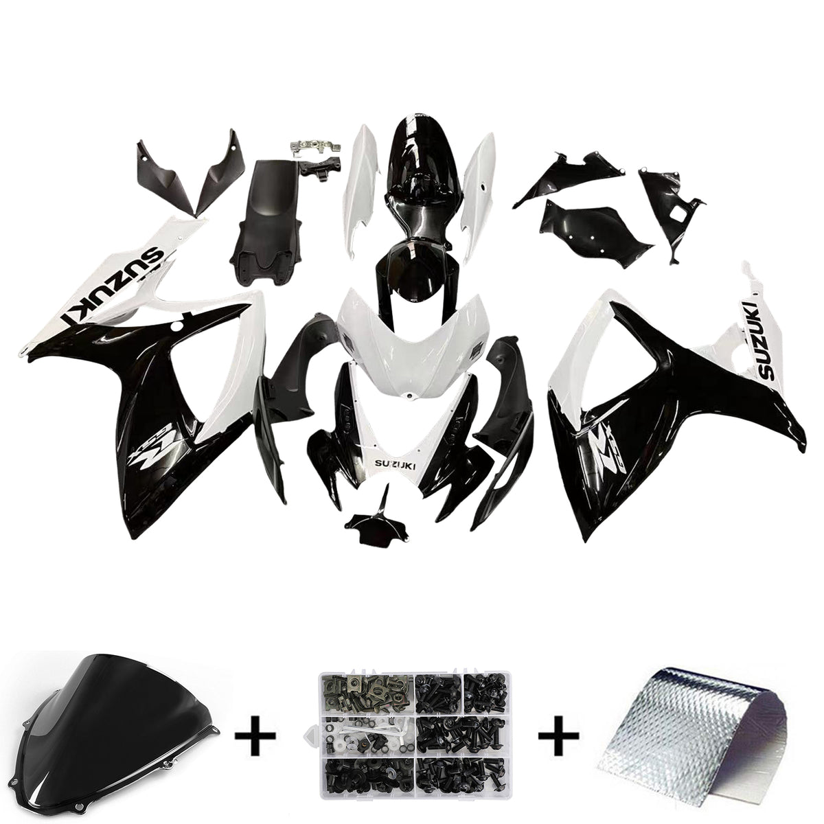 Amotopart 2006-2007 GSXR 600750 Suzuki carenado blanco y negro Kit