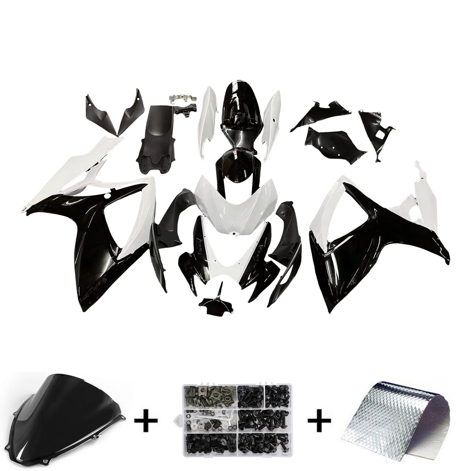 Amotopart 2006-2007 GSXR600750 Suzuki Fairing White&Black Kit