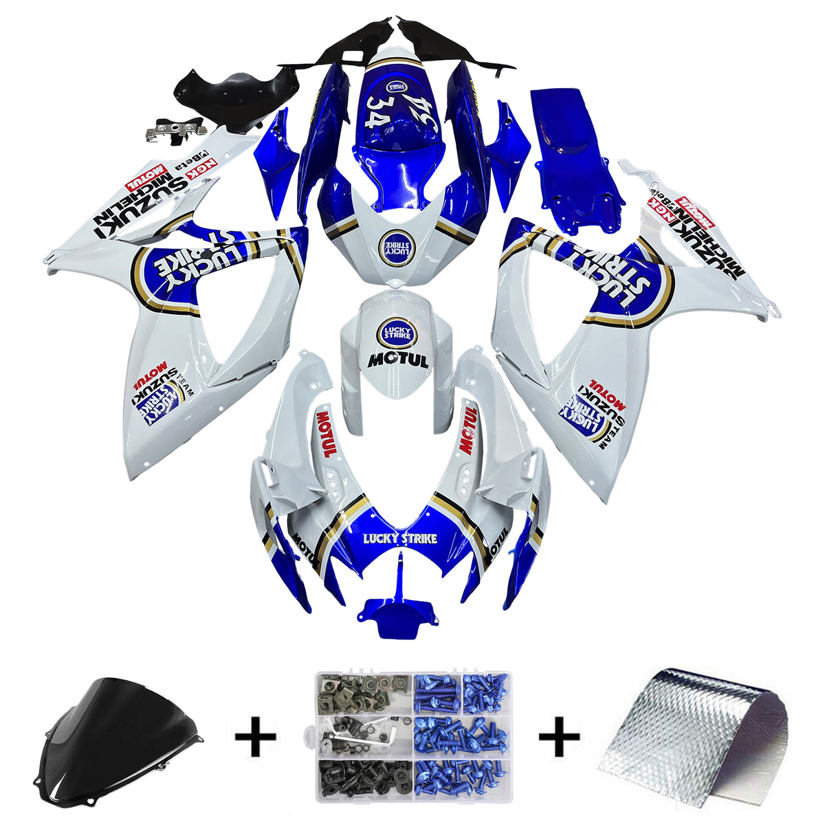 Amotopart 2006-2007 K6 GSXR 600/750 Suzuki White with Blue Logo Fairing kit