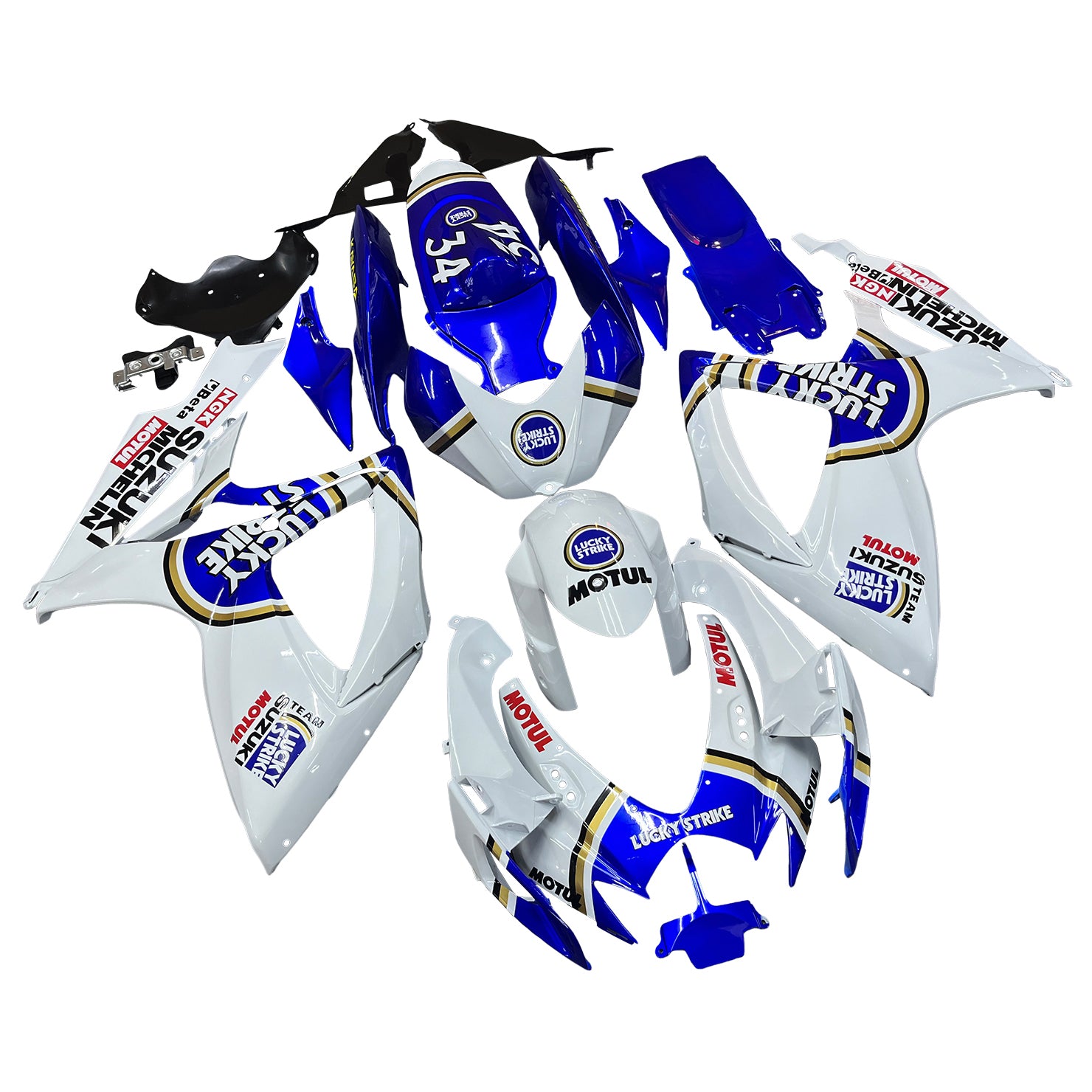 Amotopart 2006-2007 K6 GSXR 600/750 Suzuki Blanc avec kit de carénage logo bleu