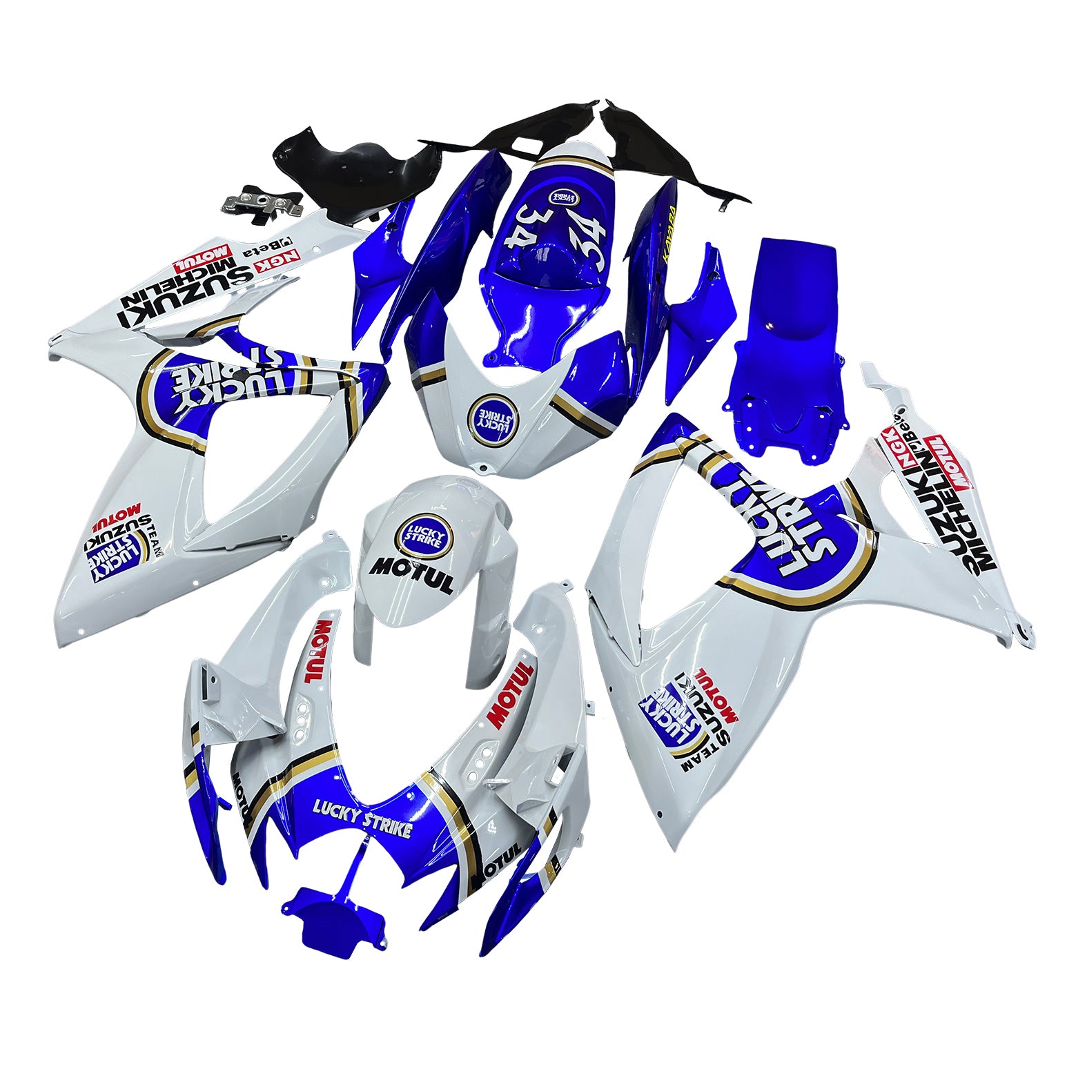 Amotopart 2006-2007 K6 GSXR 600/750 Suzuki Blanc avec kit de carénage logo bleu