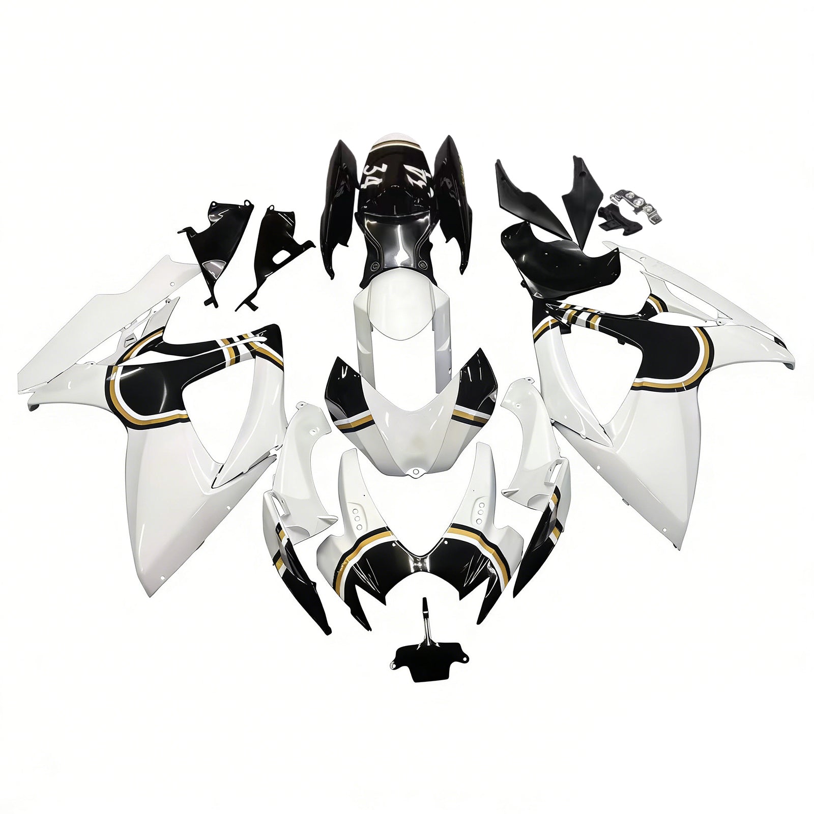 Amotopart 2006–2007 K6 GSXR 600/750 Suzuki Weiß mit schwarzem Logo Verkleidungsset