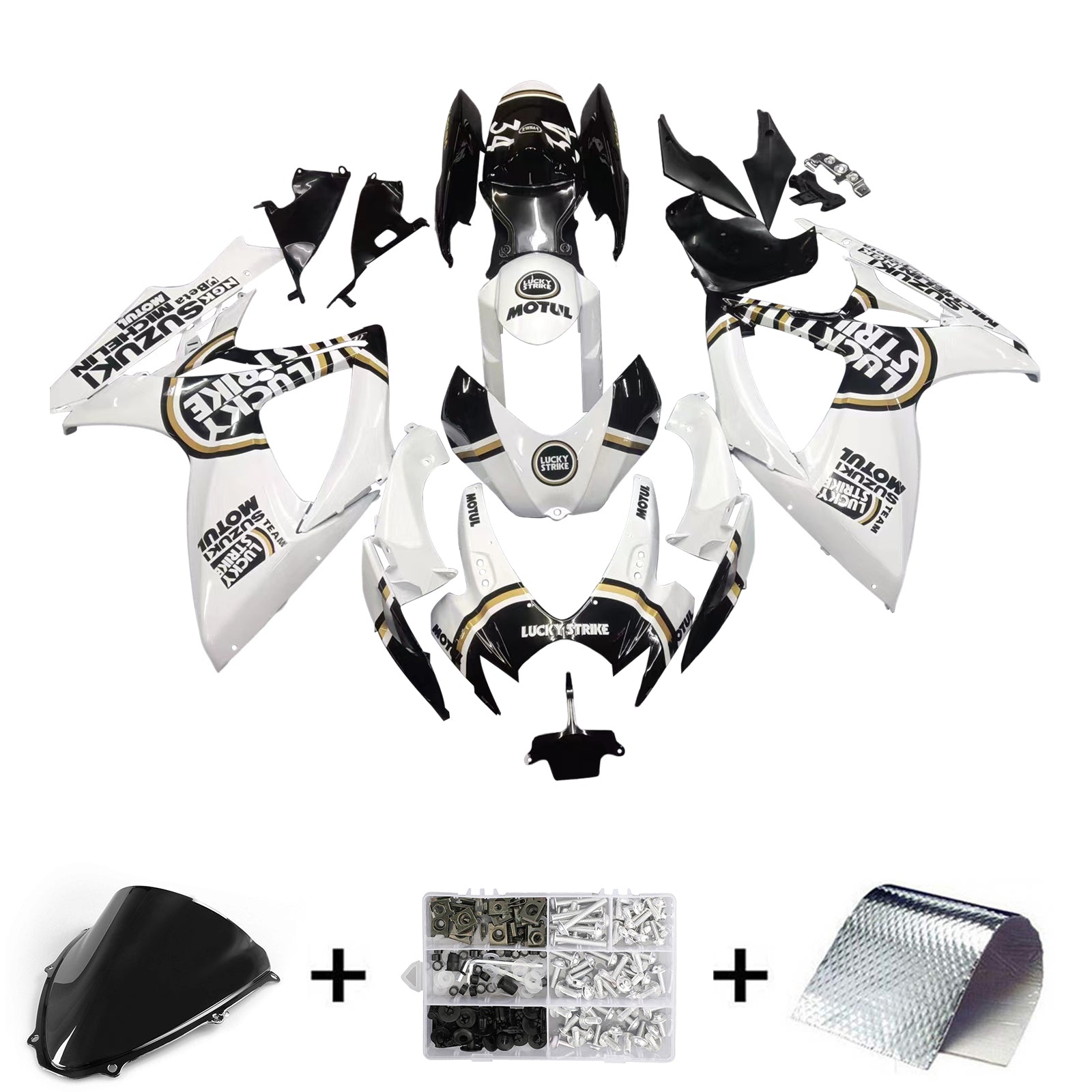 Amotopart 2006-2007 K6 GSXR 600/750 Suzuki blanco con kit de carenado con logotipo negro