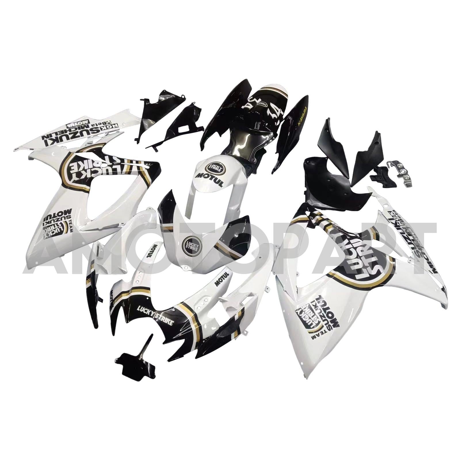 Amotopart 2006-2007 K6 GSXR 600/750 Suzuki White with Black Logo Fairing kit