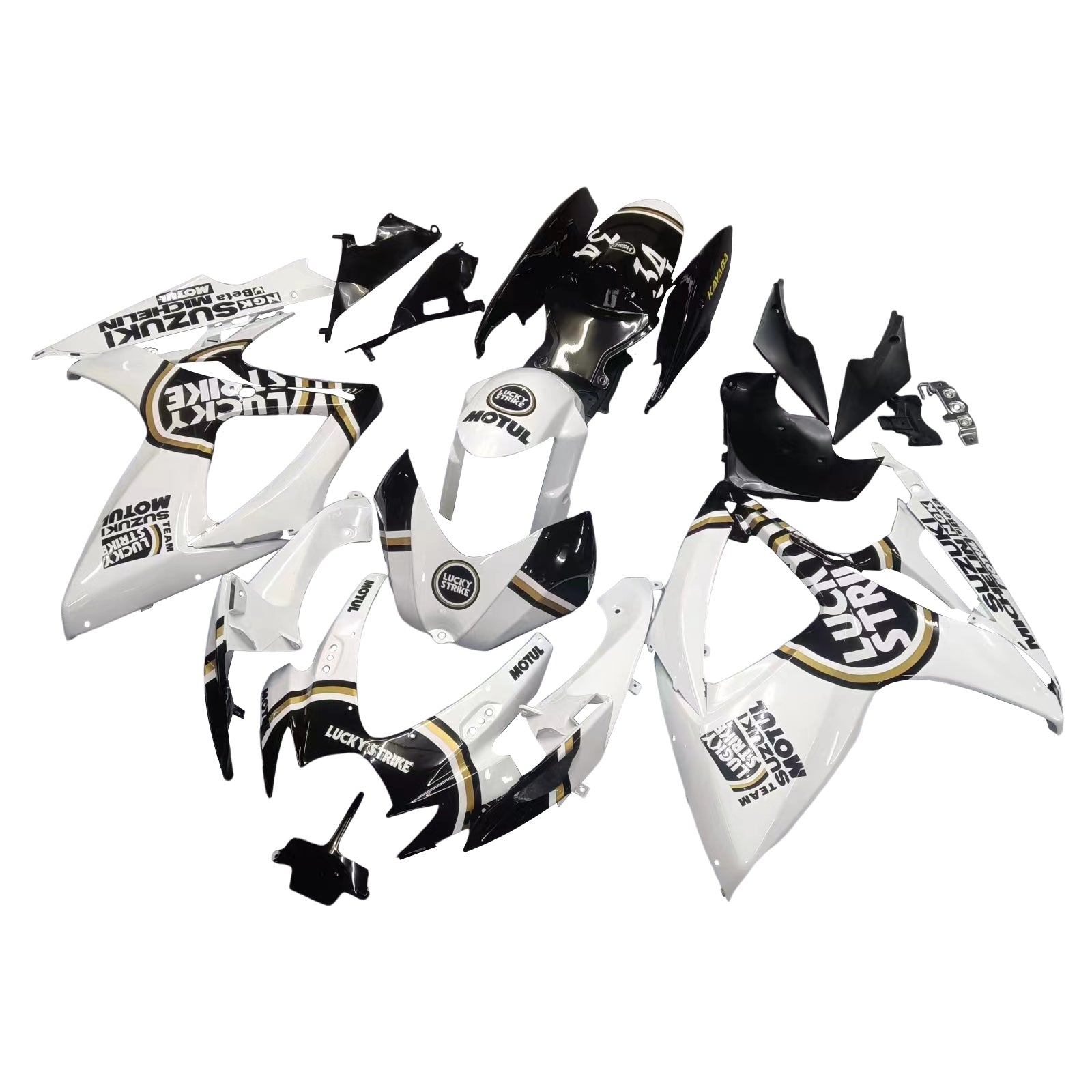 Amotopart 2006-2007 K6 GSXR 600/750 Suzuki White with Black Logo Fairing kit