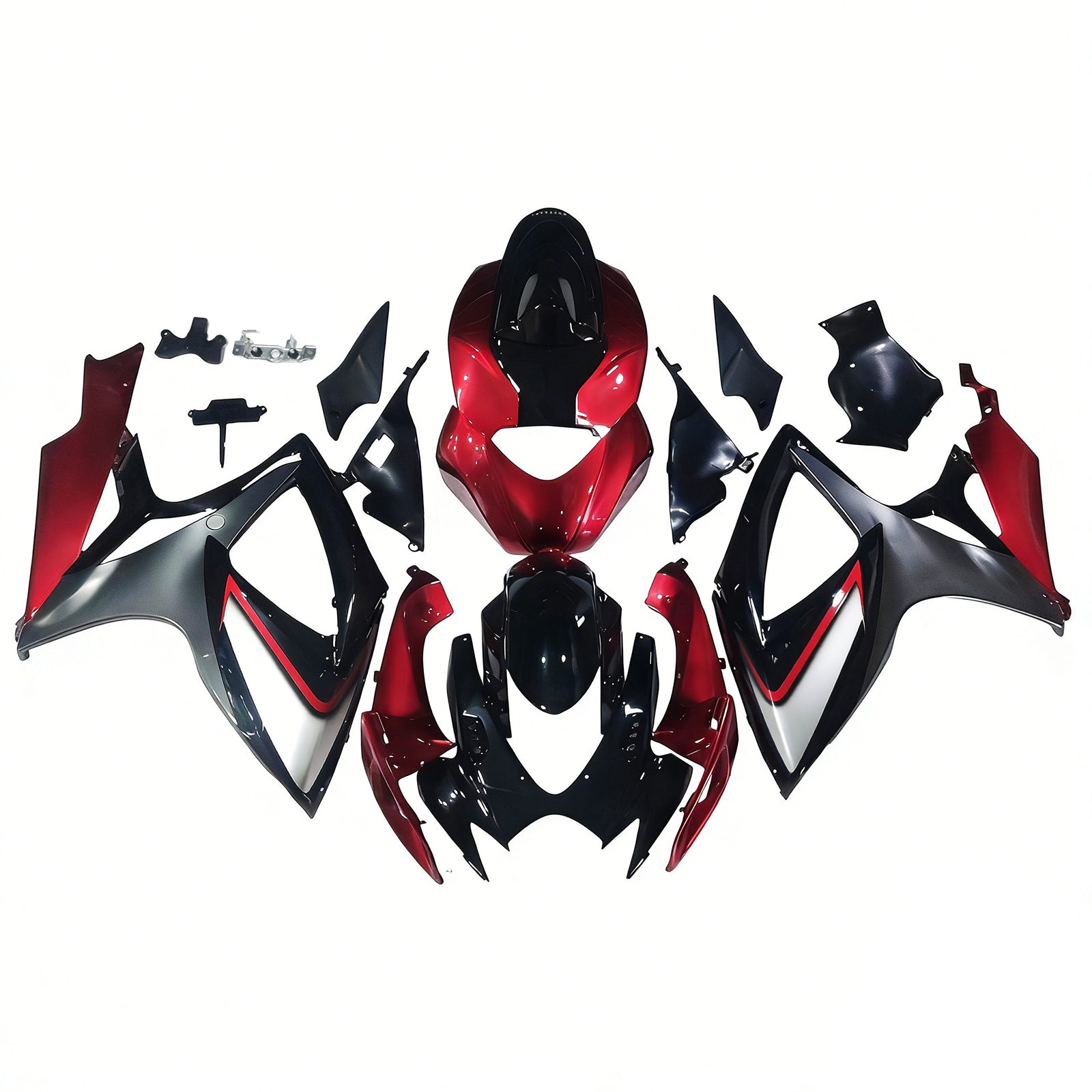 Amotopart 2006–2007 Suzuki GSXR 600/750 Schwarz-Rot-Verkleidungsset