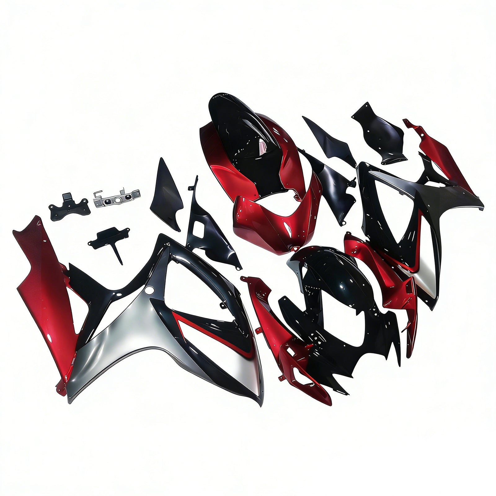 Amotopart 2006–2007 Suzuki GSXR 600/750 Schwarz-Rot-Verkleidungsset