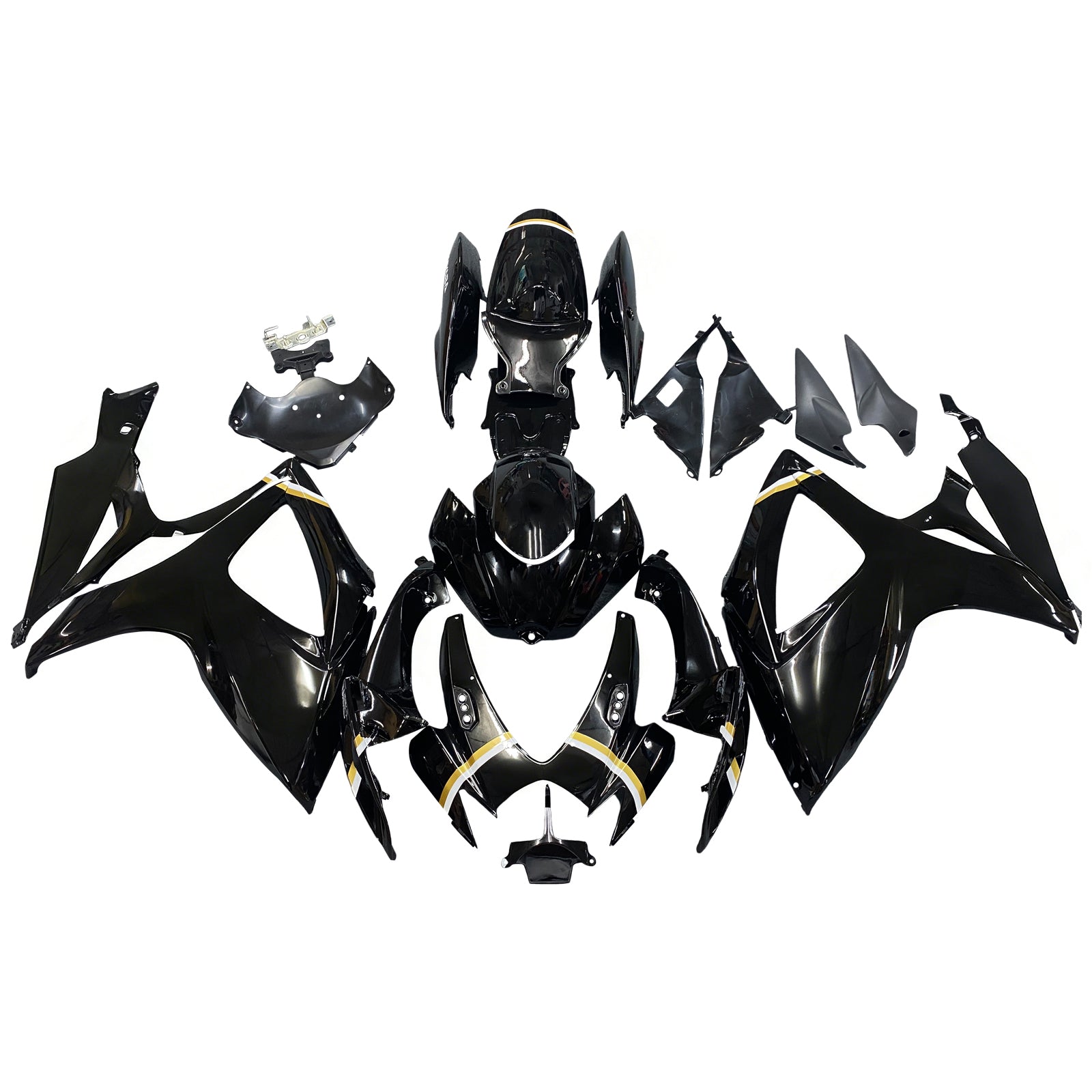 Amotopart 2006–2007 Suzuki GSXR 600/750 Schwarz mit Akzentverkleidungsset