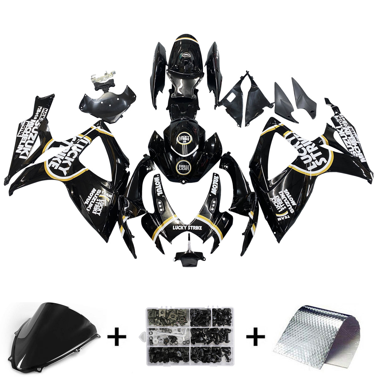 Amotopart 2006-2007 Suzuki GSXR 600/750 negro con kit de carenado decorativo