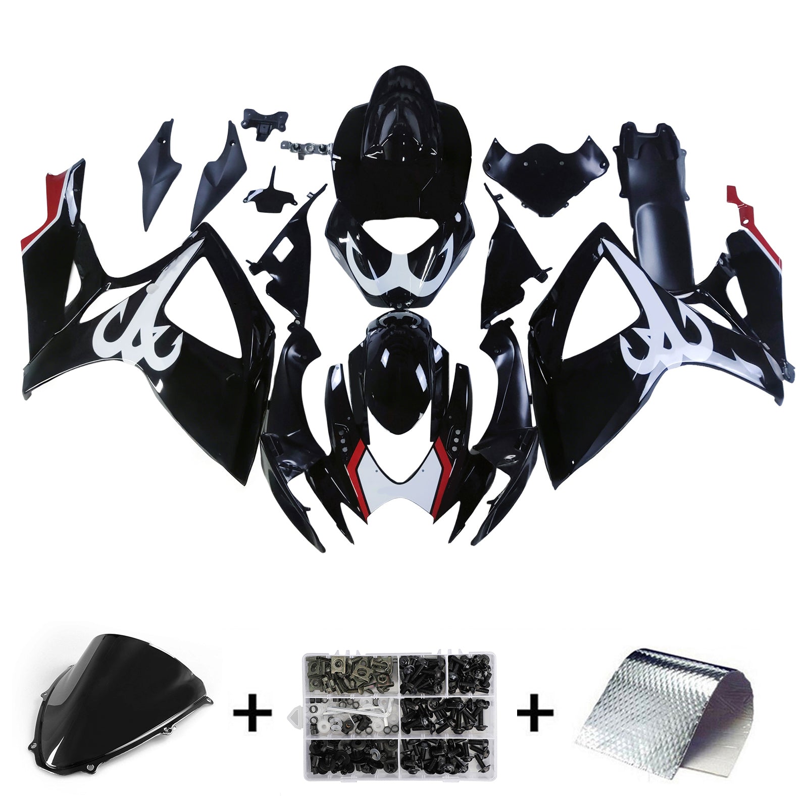 Amotopart 2006-2007 Suzuki GSXR 600/750 Black White Fairing Kit