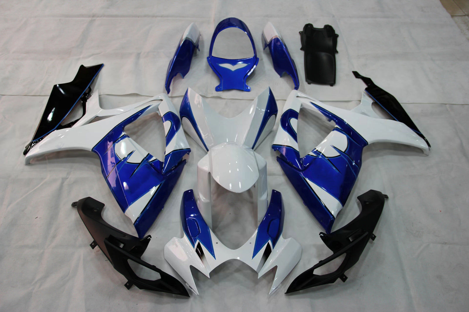 Amotopart 2006-2007 Suzuki GSXR 600/750 Black White Blue Fairing Kit