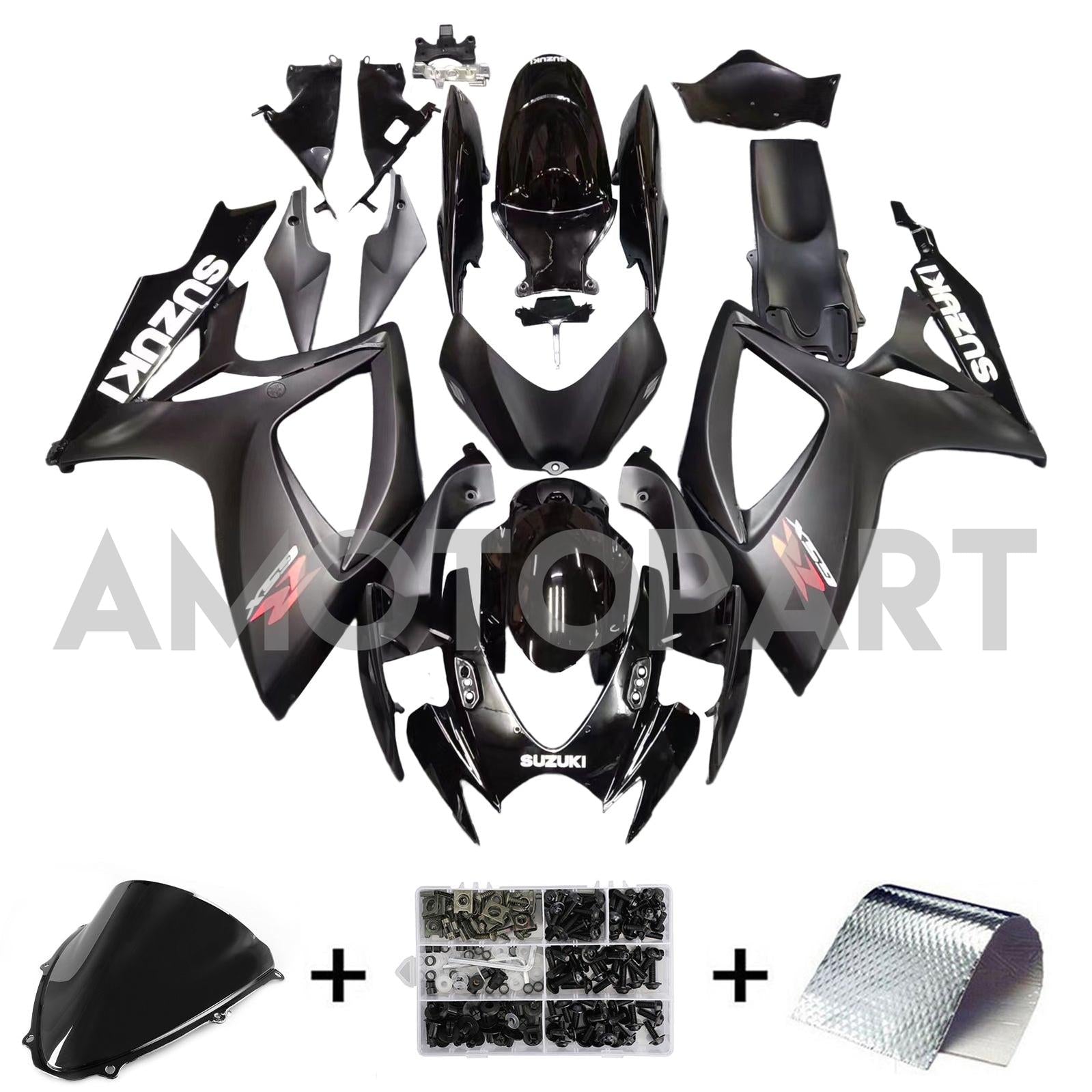 Amotopart 2006-2007 Suzuki GSXR 600/750 Kit de carenagem preta cinza escuro fosco