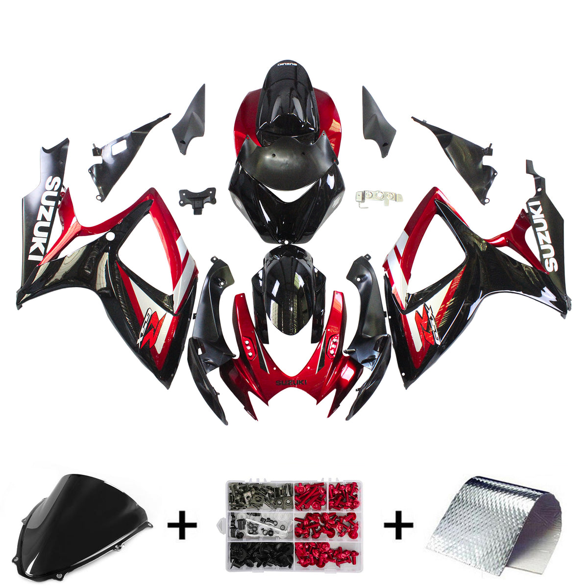 Amotopart 2006-2007 Kit carena Suzuki GSXR 600/750 Rosso e Nero