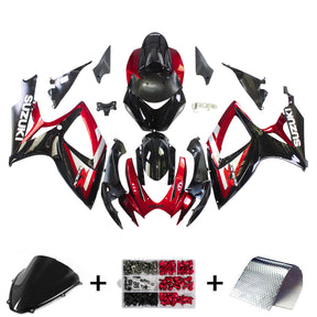 Amotopart 2006–2007 Suzuki GSXR 600/750 rot-schwarzes Verkleidungsset