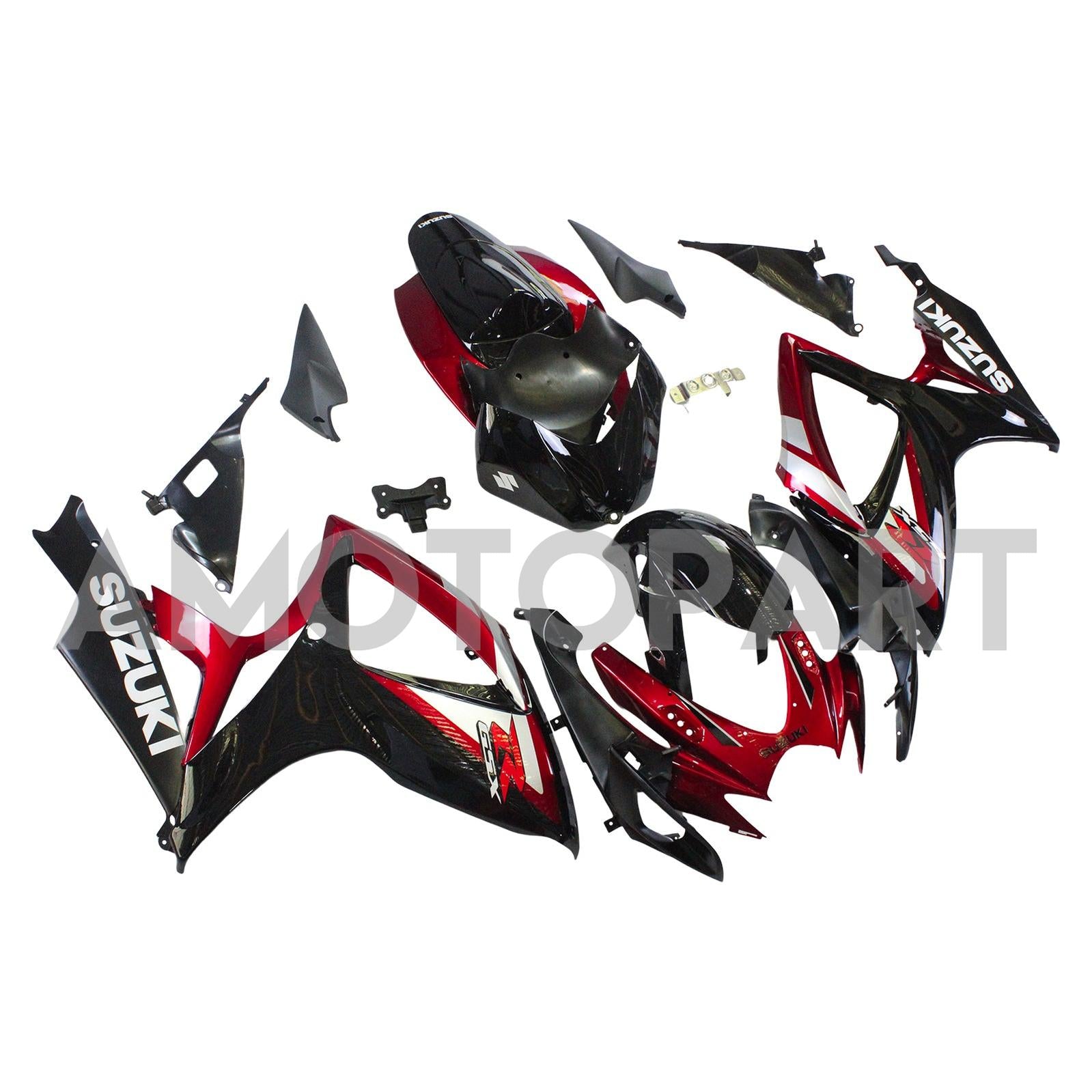 Amotopart Suzuki GSXR 600/750 Rouge 2006-2007&Kit de carénage noir