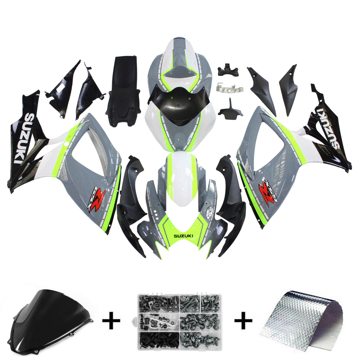 Amotopart 2006-2007 Suzuki GSXR 600/750 Kit de carenado gris y amarillo brillante