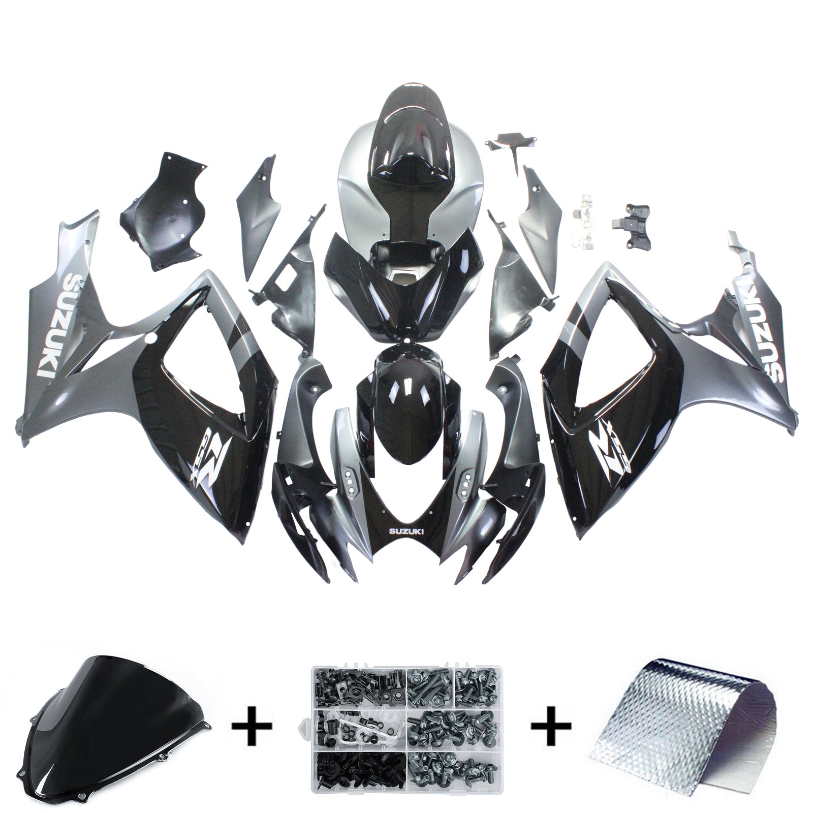 Amotopart 2006-2007 Suzuki GSXR 600/750 Kit de carénage gris noir