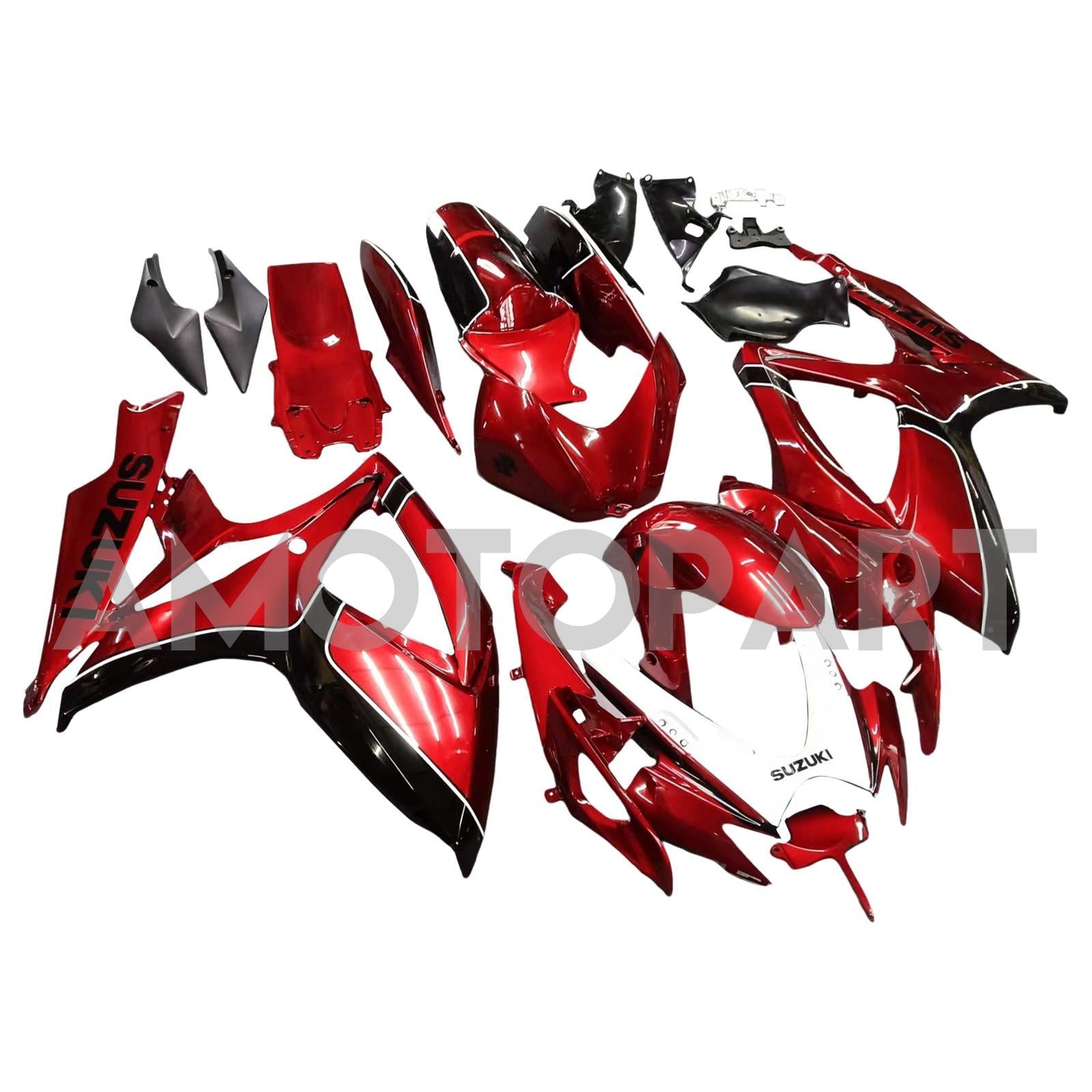 Amotopart Suzuki GSXR 600/750 Noir 2006-2007&Kit de carénage rouge