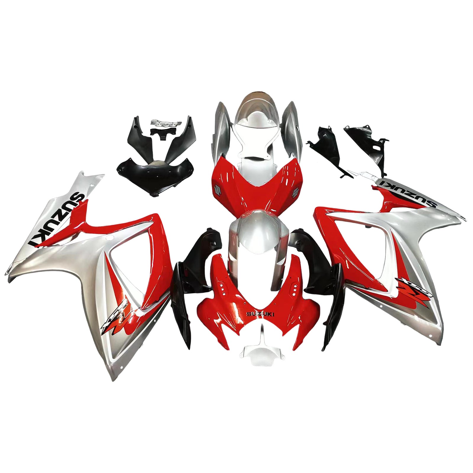 Amotopart 2006-2007 Suzuki GSXR 600/750 Sliver&Red Fairing Kit